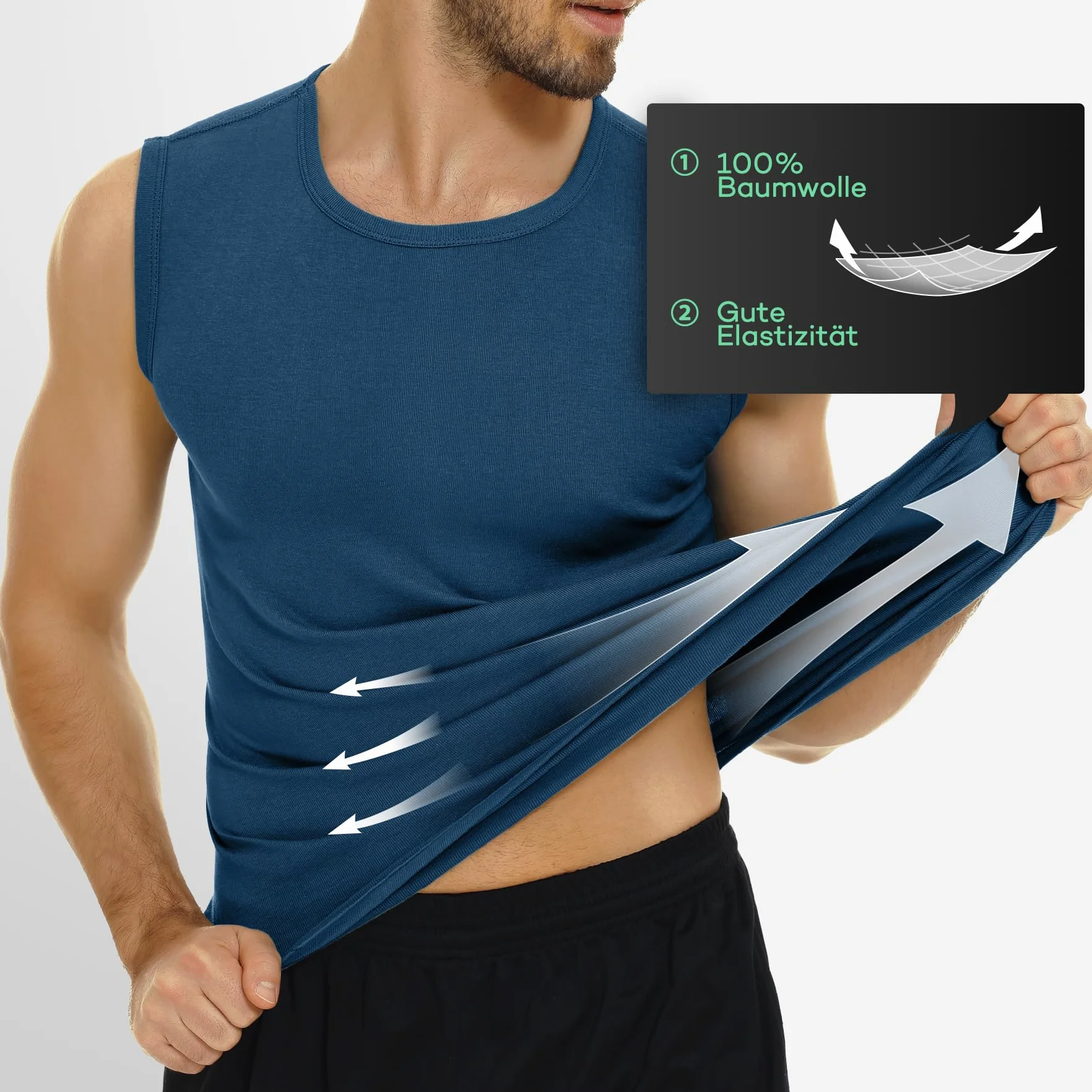 FALARY Męski podkoszulek 3-pak tank top na siłownię męski 100% bawełna S-5XL biały czarny morski oliwkowy