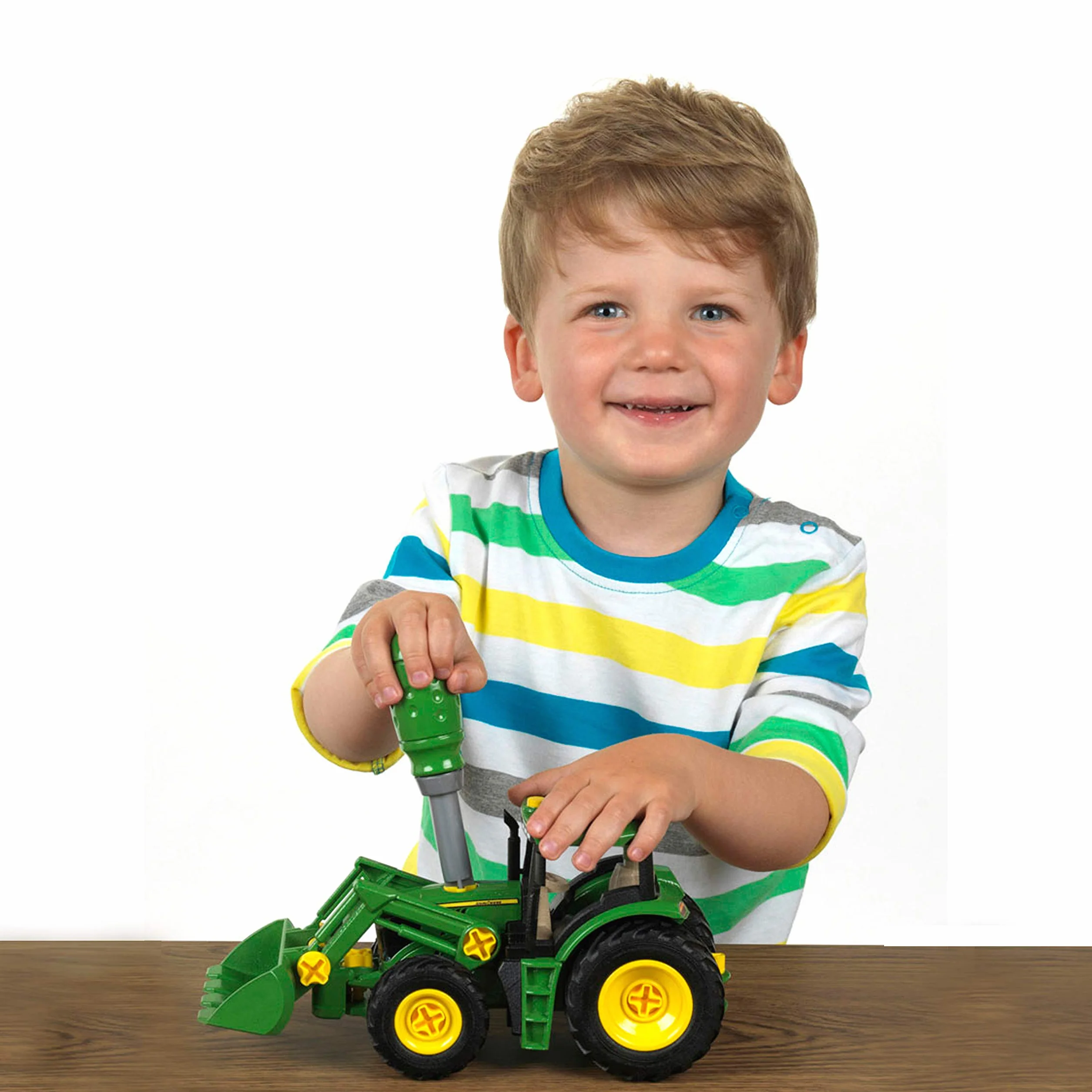 Theo Klein 3903 Traktor John Deere | Z ładowaczem przednim i przeciwwagą | Elementy możliwe do zdemontowania | Zabawka przeznaczona dla dzieci powyżej 3. roku życia