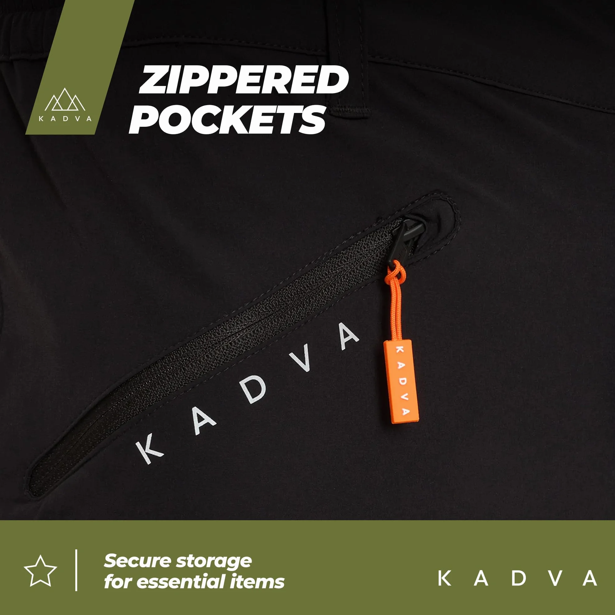 KADVA Tores męskie spodnie – outdoorowe, trekkingowe, sportowe, oddychające, szybkoschnące, z zamkiem błyskawicznym SBS, krój regularny, z kieszeniami i podporami