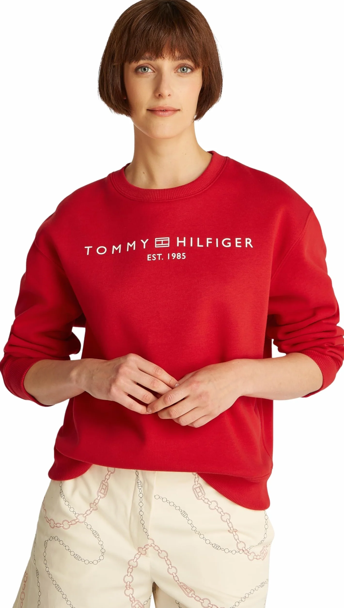 Tommy Hilfiger Damska bluza bez kaptura, Czerwony (Primary Red), L