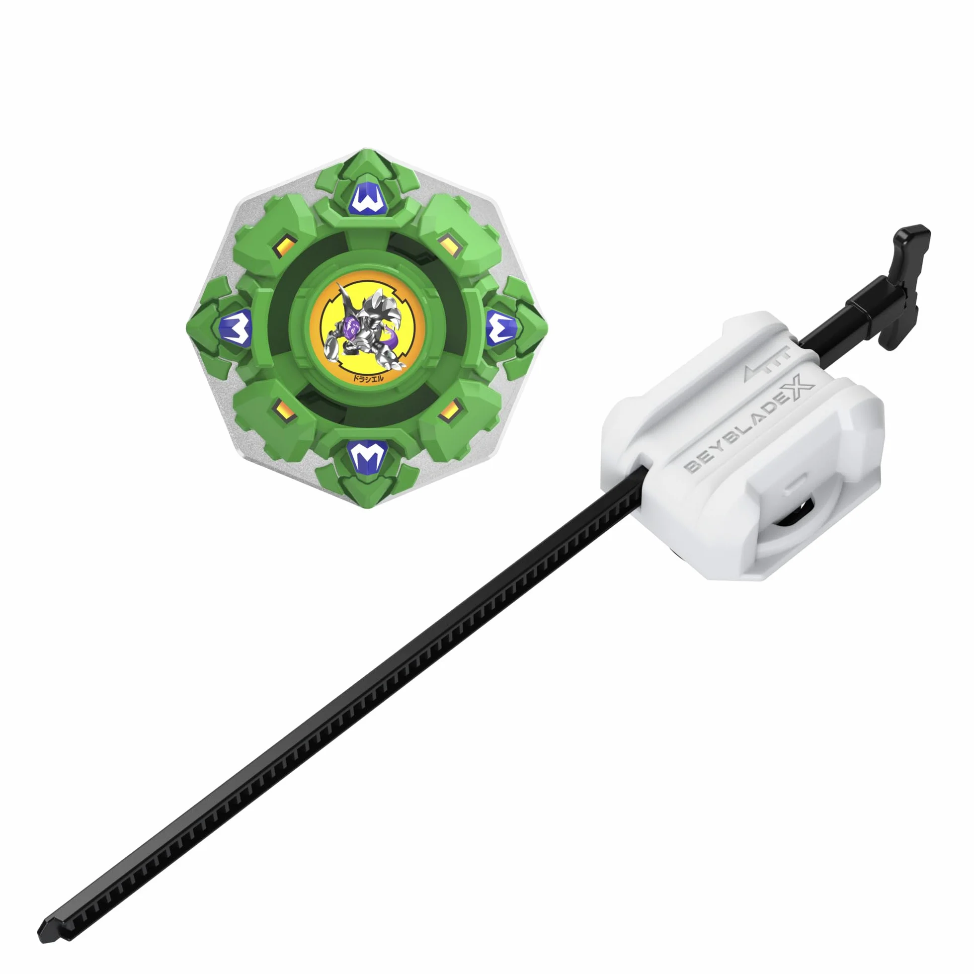 Pakiet Beyblade X X-Over Project Draciel Shield 7-60D z bączkiem Takara Tomy rodzaju: defensywa i wyrzutnią, zabawkowe bączki do gry bitewnej, wiek: od 8 lat