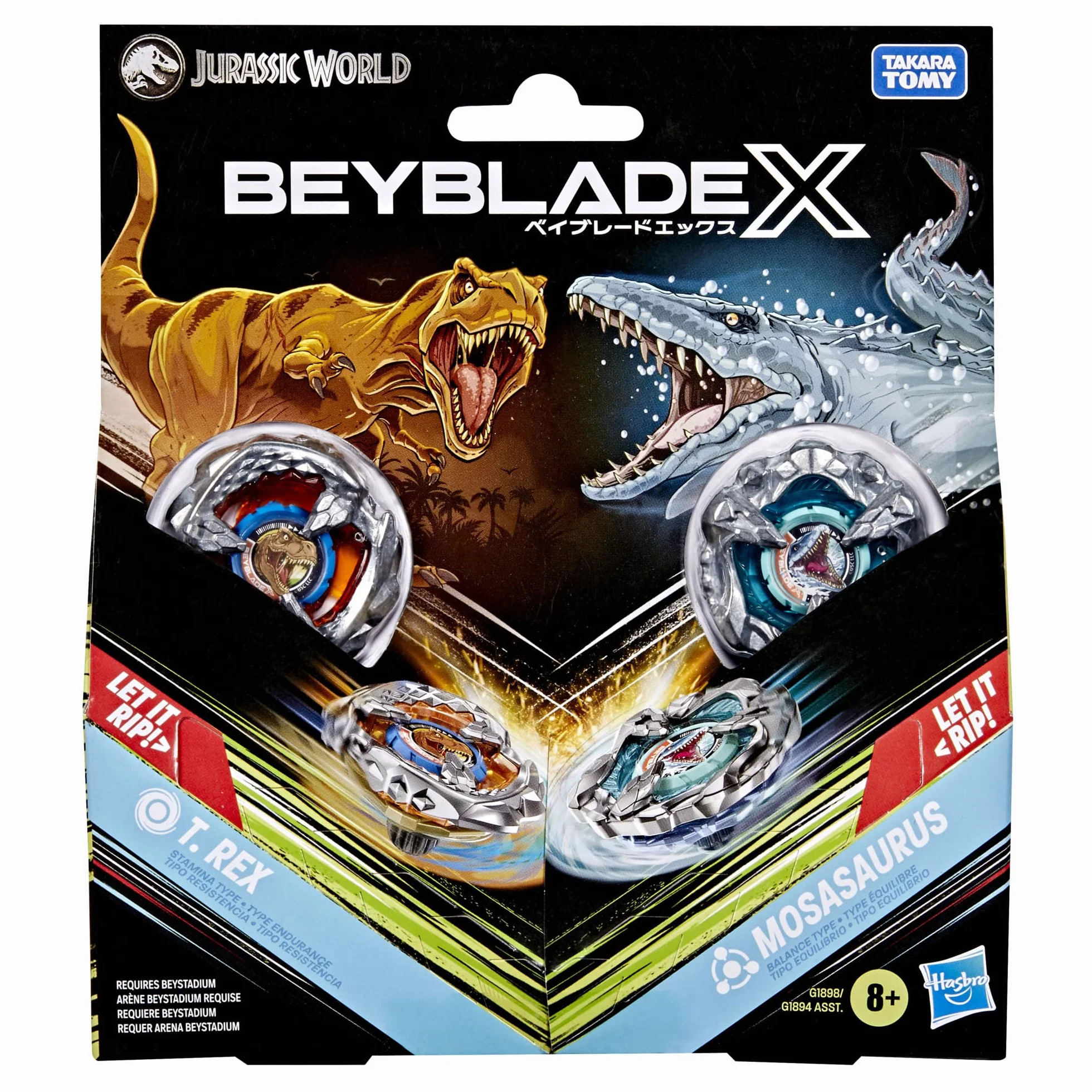 Wielopak Beyblade X/Jurassic World Collab T. Rex kontra Mosasaurus