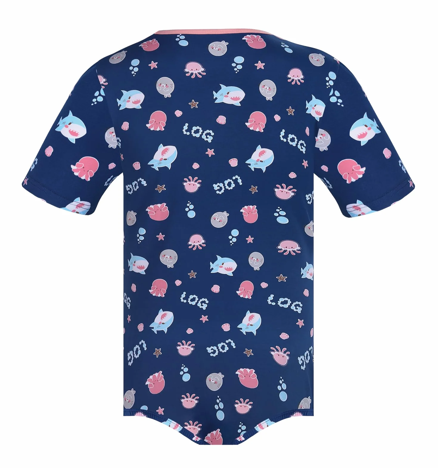 Landofgenie Body Męskie Onesie Romper dla Mężczyzn Krótki Rękaw Jednoczęściowe Pidżamy Leotard Top-Ocean