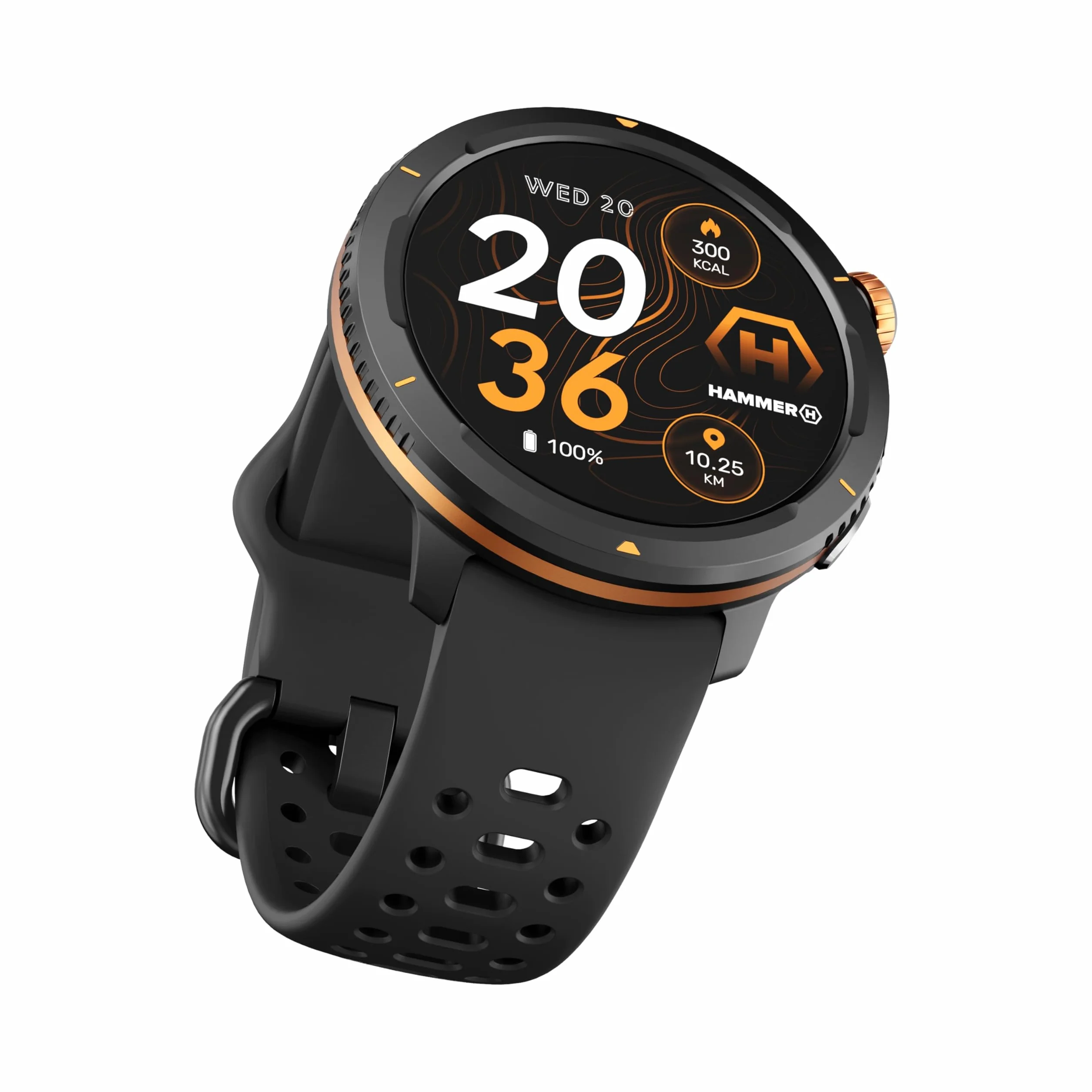 Hammer Smartwatch 2 Lite, wyświetlacz AMOLED 1,43 cala, funkcja Always-on-Display, bateria 370 mAh do 15 dni na jednym ładowaniu, wodoodporność 3 ATM, Bluetooth i przycisk SOS.