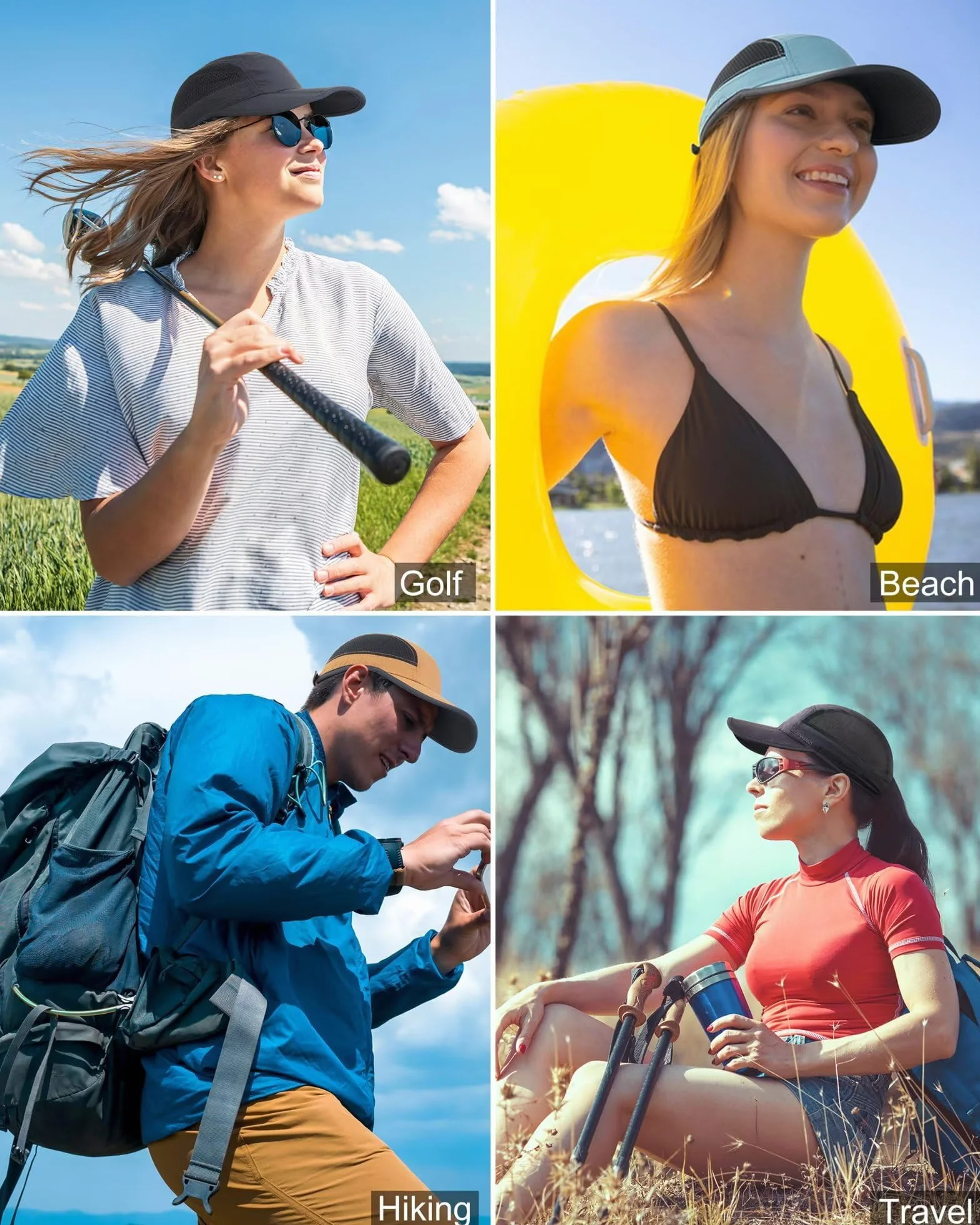GADIEMKENSD Folding Outdoor Hat UPF 50+ Sun Protection Mesh Sport Hat