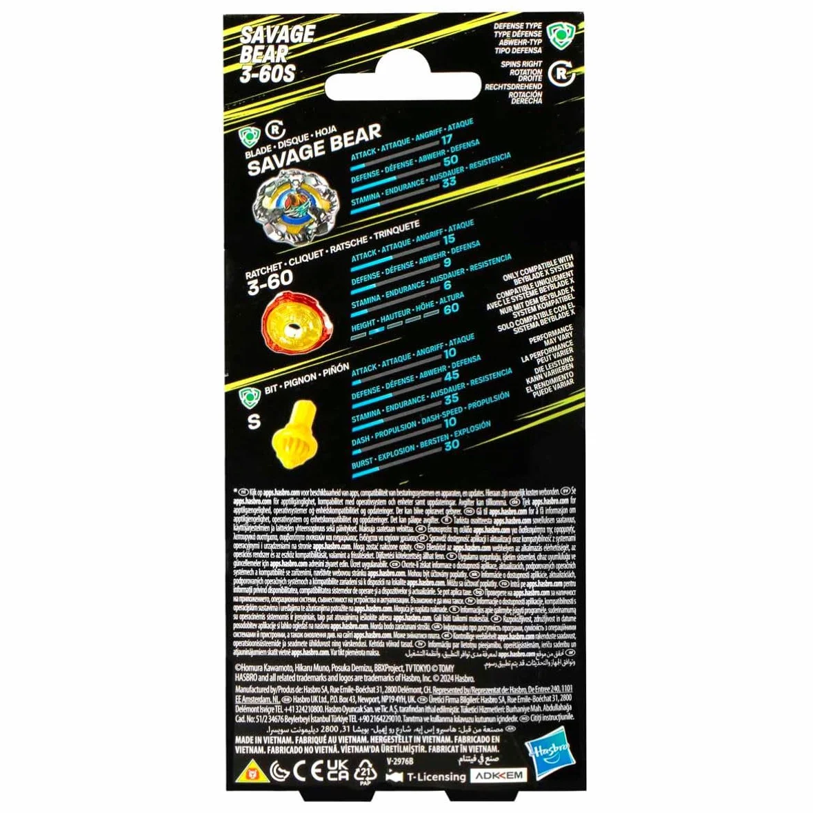 Hasbro Beyblade X Savage Bear3-60S Top Booster Bączek Zabawka Bączek Zabawki dla dzieci w wieku od 8 lat