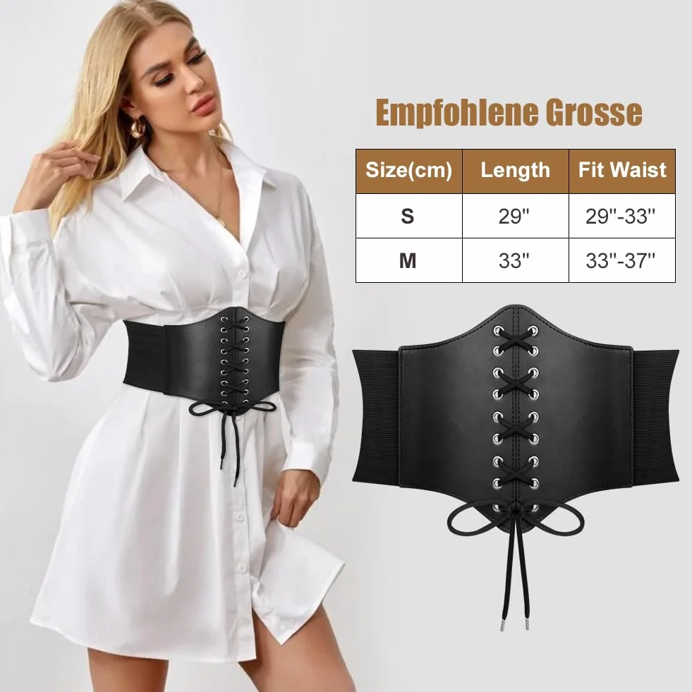 Głęboki damski pasek Waspie Corset Halloween, szeroki pasek ze sznurowaniem, elastyczny gorset w talii, piraci na Halloween i inne imprezy, czarny
