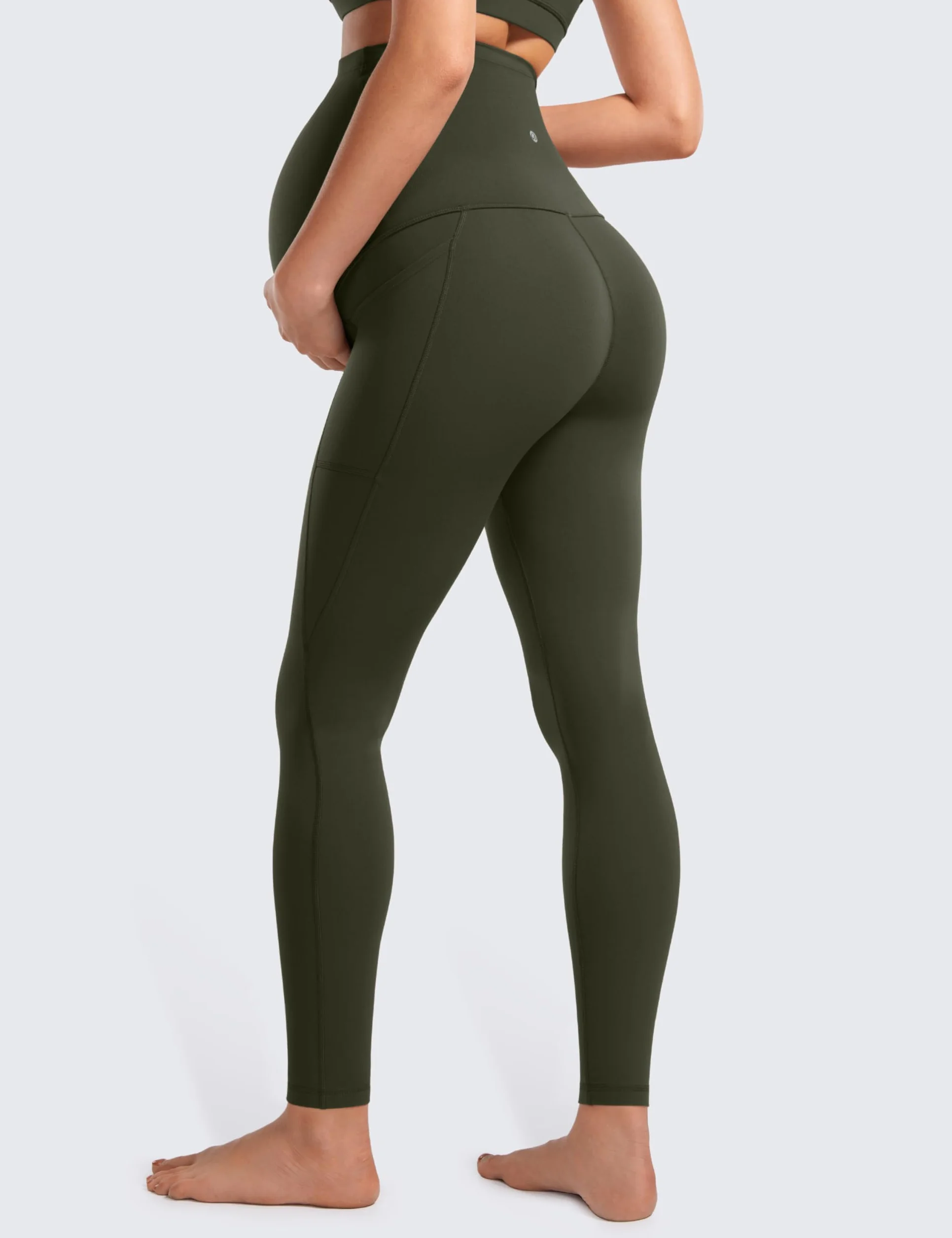 CRZ YOGA Damskie legginsy ciążowe Butterluxe z kieszeniami na brzuchu, 28 cali – miękkie, aktywne spodnie do jogi i ćwiczeń ciążowych