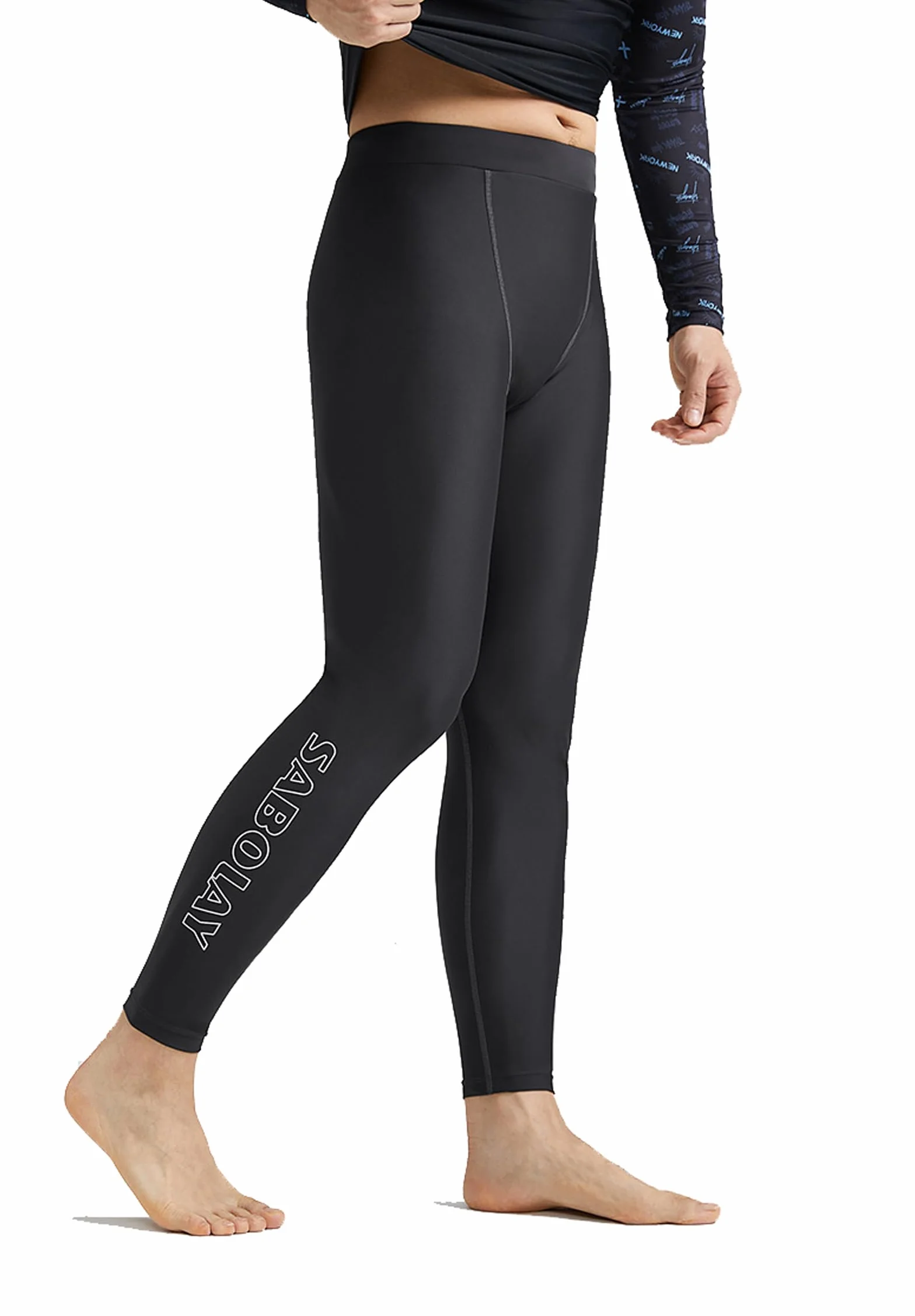 SANANG Męskie rajstopy sportowe Rash Guard legginsy anty-UV pływanie surfowanie spodnie szybkoschnące fitness..