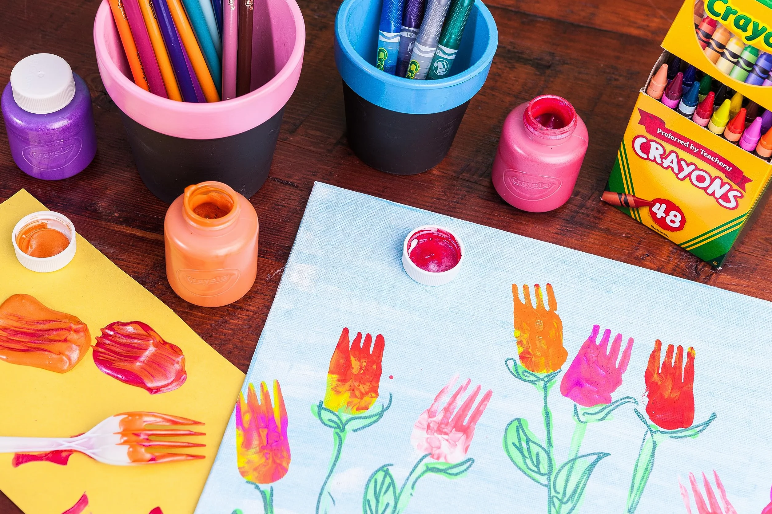 Crayola - Zmywalne kredki dla dzieci, opakowanie 10 słoiczków 59 ml, zalecany wiek: od 3 lat