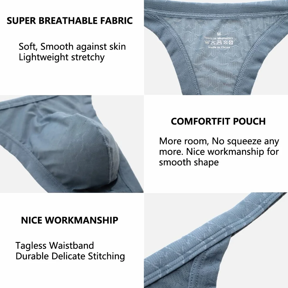 Summer Code Męskie stringi w paski z mikrofibry stretch zestaw bielizny