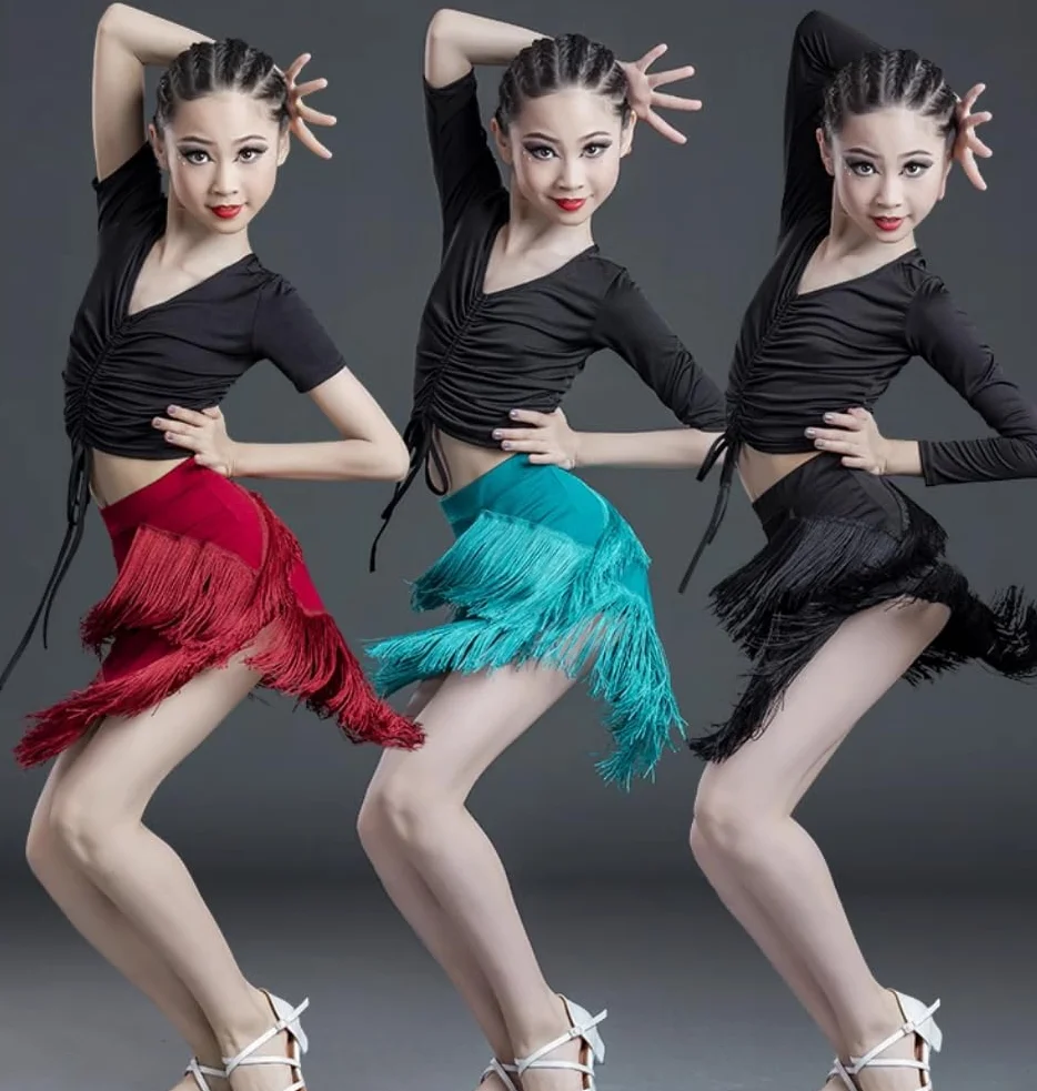 Spódnica do tańca dla dziewcząt Frędzle Latin Ballroom Tango Taniec brzucha Chusta na biodra Spódnica z frędzlami Rumba Cha Cha Samba Konkursowa sukienka do tańca
