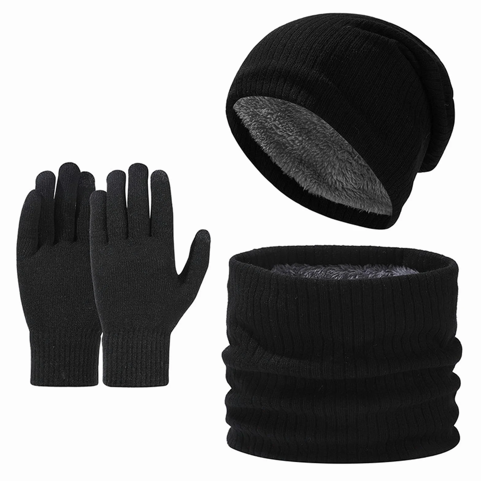czapka szalik i rękawiczki zestaw damski kapelusz szalik rękawiczki zestaw, damski i męski 3 w 1 zimowy ciepły dzianinowy zestaw z dzianinową czapką beanie rękawiczki z ekranem dotykowym