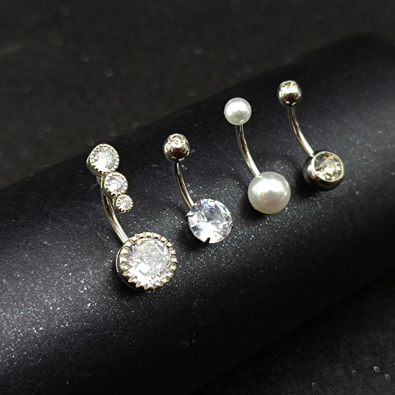 4 sztuk piercing pępek stal chirurgiczna 6mm 8mm 10mm 12mm 14mm piercing pępek 14G srebrny złoty kryształ serce biżuteria do przekłuwania pępka