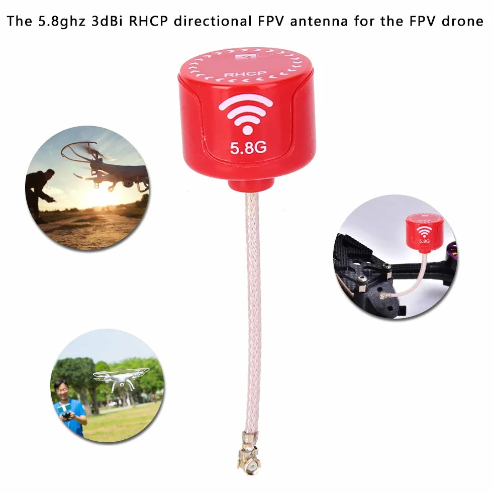 Antena VGEBY 5,8 GHz, 5,8 GHz 3 dBi RHCP o wysokim wzmocnieniu, spolaryzowana kołowo, pasuje do FPV Racing Drone RC Części Akcesoria Czerwony (UFL)
