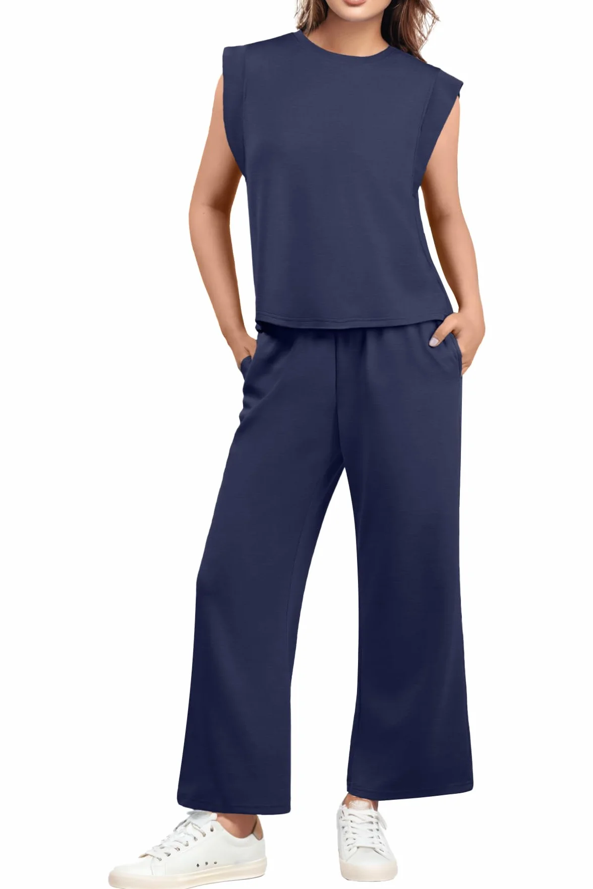 GRECERELLE Damski dres treningowy, na lato, dwuczęściowy, elegancki, lekki, luźny strój sportowy, dres do joggingu, bluza i spodnie do biegania, jogi, na siłownię
