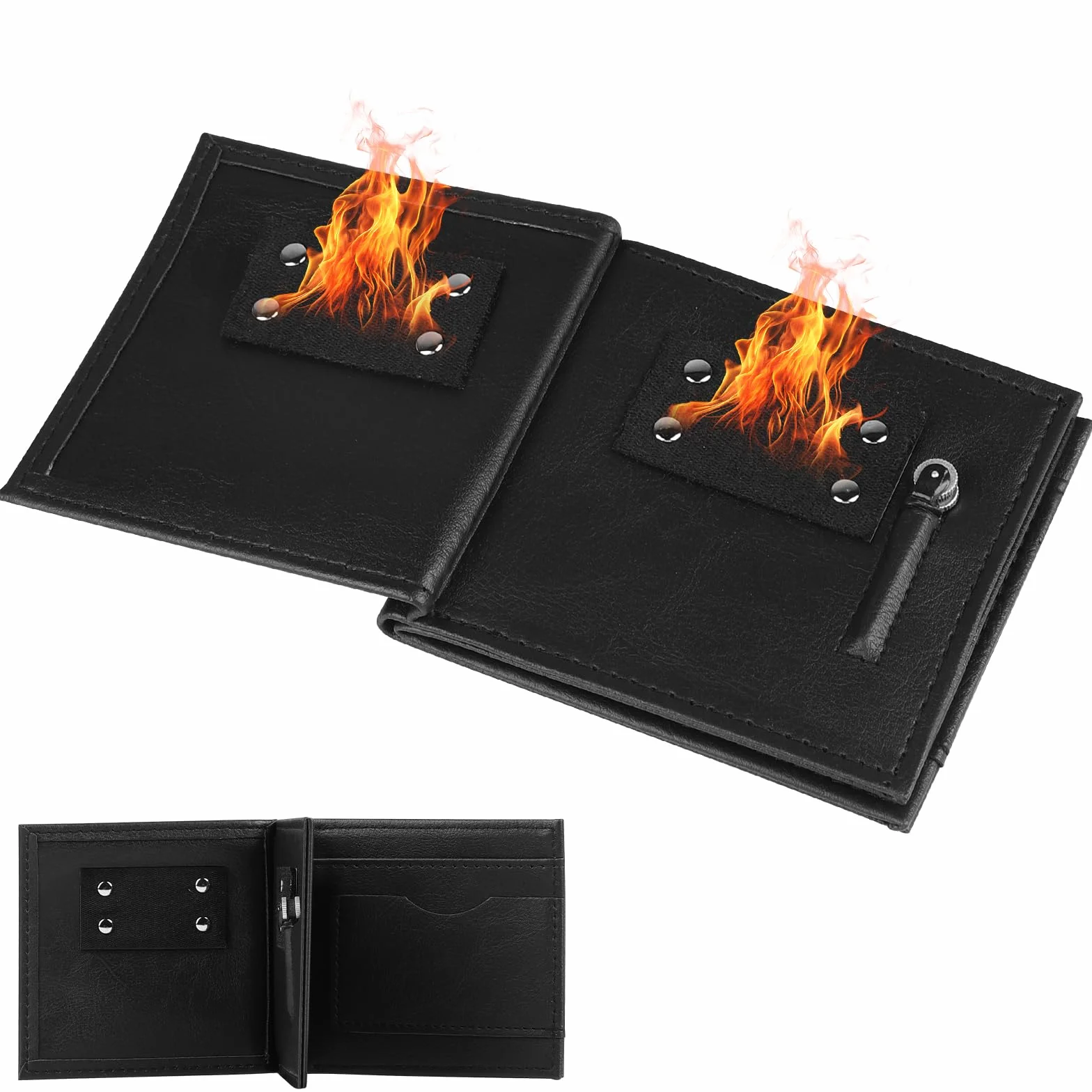 lalago Klein Magic Flame Wallet, Magic Flaming Fire Wallet Tricks Prop, Magic Fire Wallet z płomieniem Magician Stage Street, Niewyobrażalny magiczny portfel płomienia