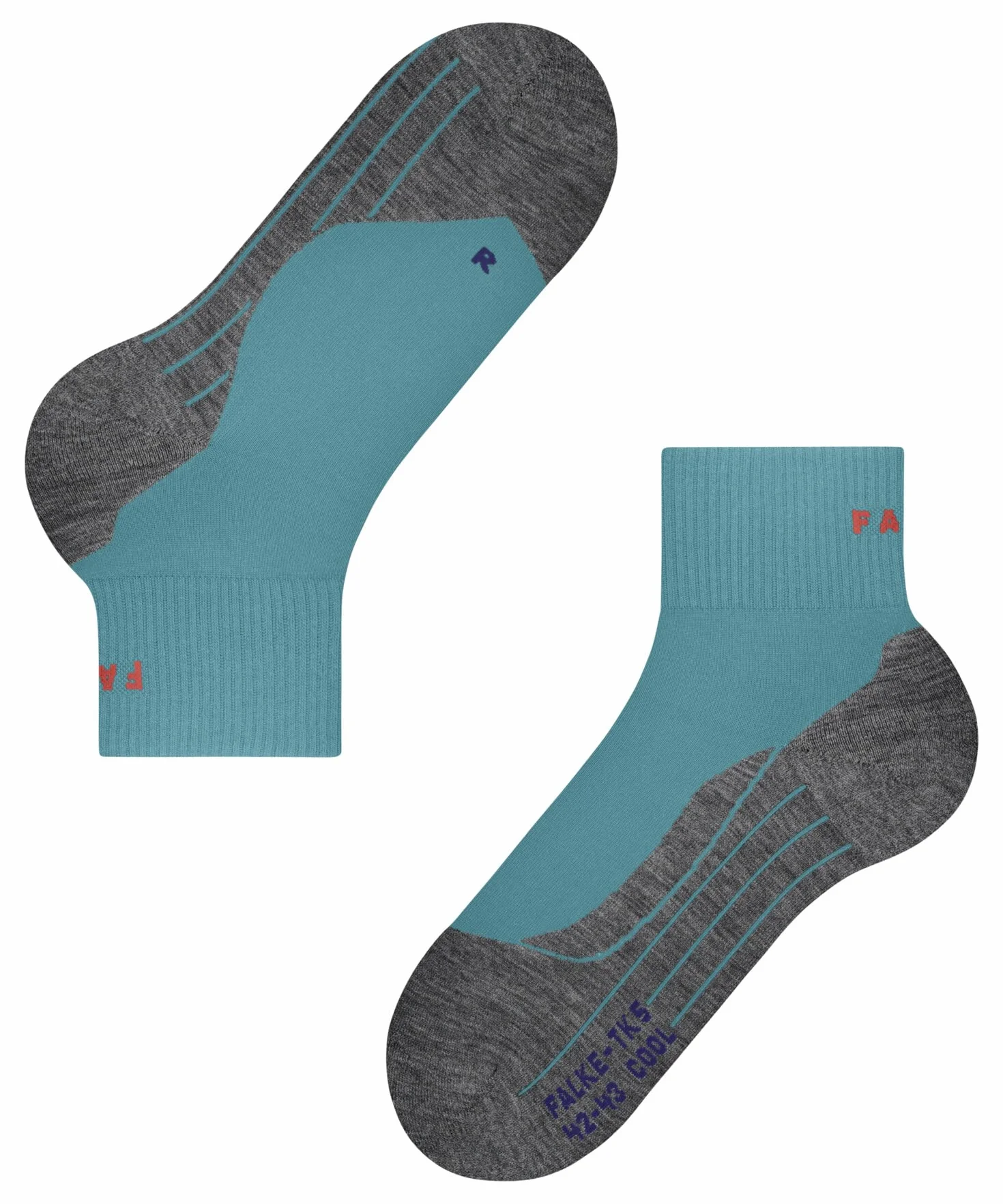 FALKE Kobiety Skarpety do wędrówek TK5 Wander Cool Short W Sso Oddychający I Szybkoschnący przeciw pęcherzom cienkie 1 Para, Niebieski Turquoise 6206, 35-36