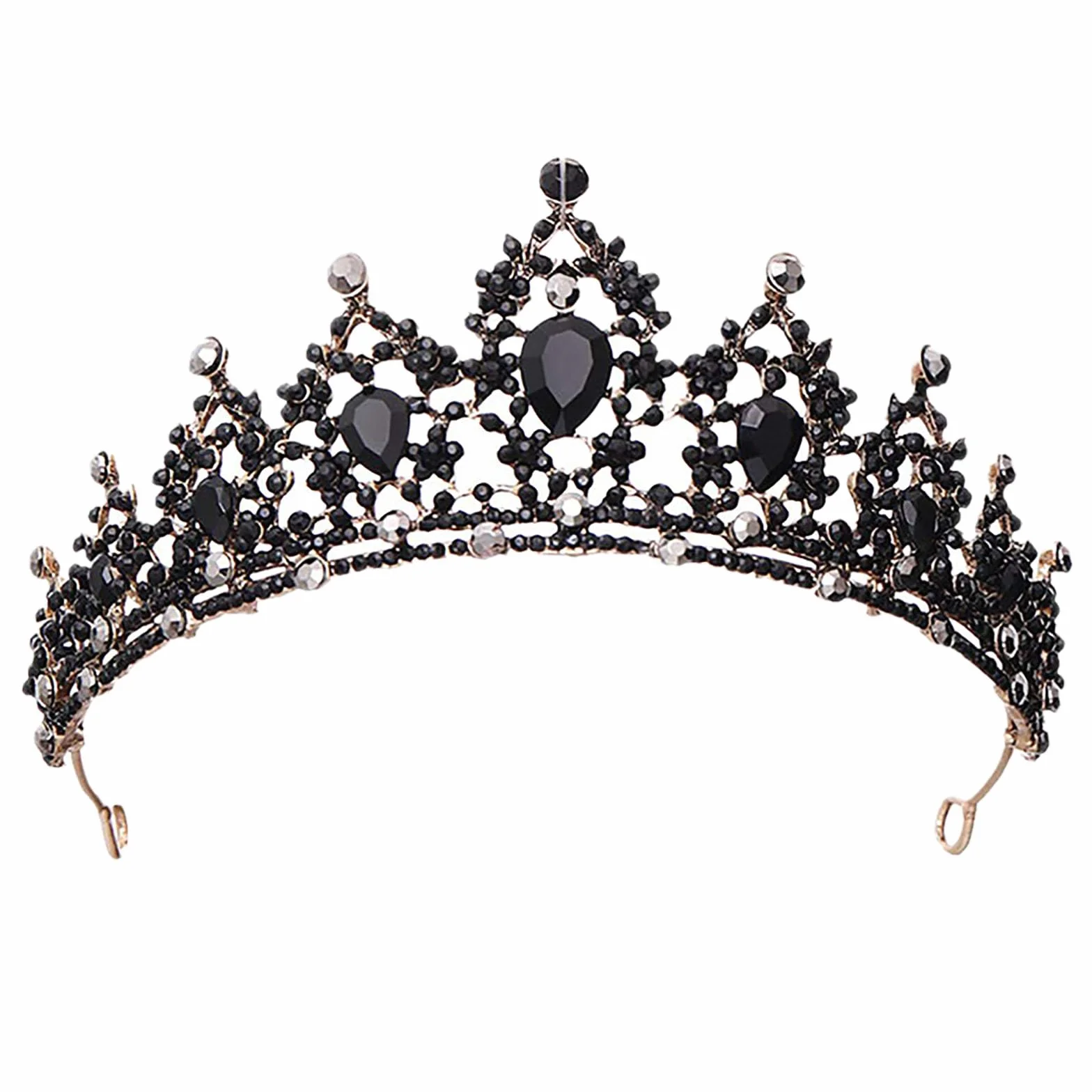 Diadem z kryształową koroną, korona ze stopu ciemnego stopu, korona ślubna, nakrycie głowy, biżuteria, korona, księżniczka, królowa, kobiety, dziewczyny, akcesoria do włosów na urodziny, Halloween
