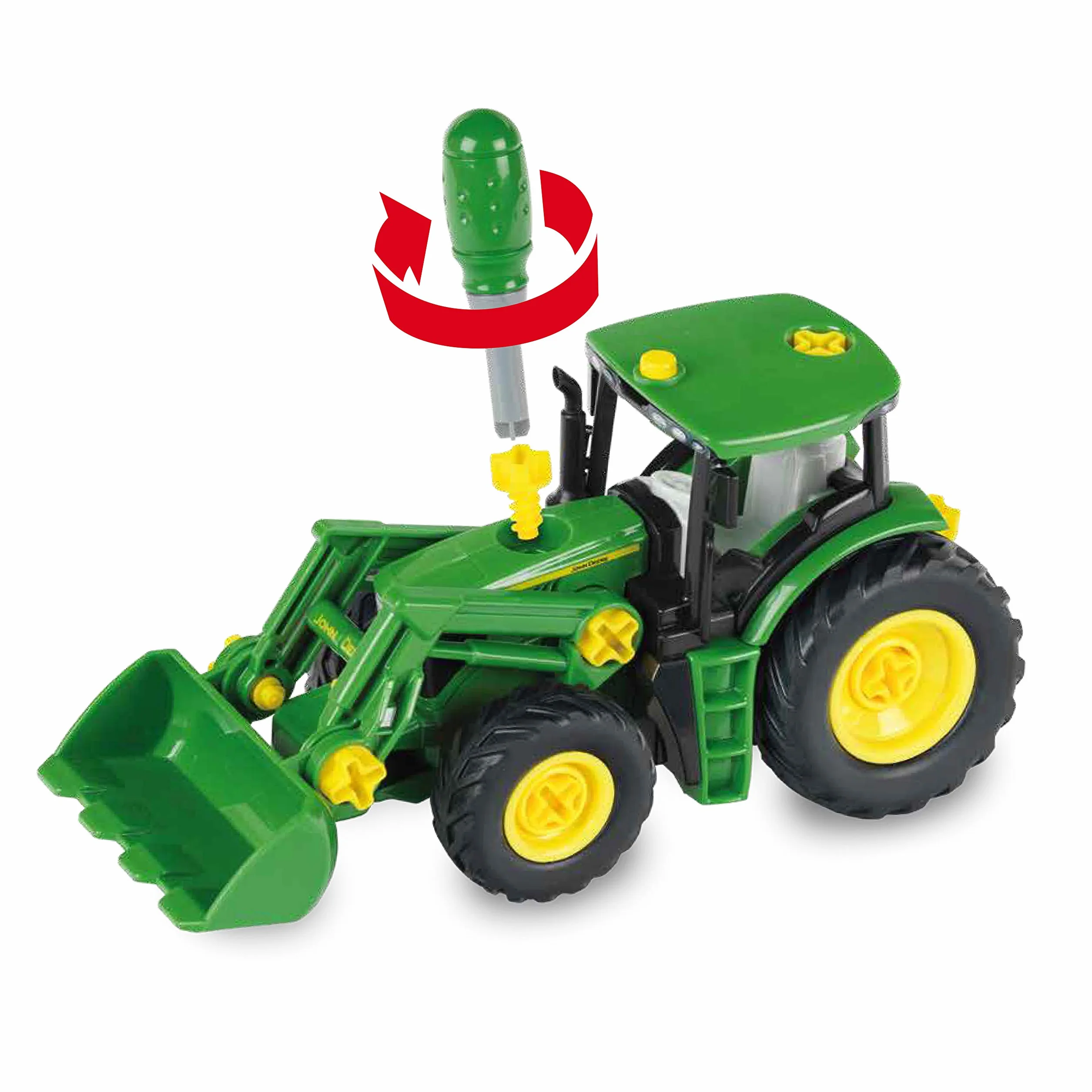 Theo Klein 3903 Traktor John Deere | Z ładowaczem przednim i przeciwwagą | Elementy możliwe do zdemontowania | Zabawka przeznaczona dla dzieci powyżej 3. roku życia