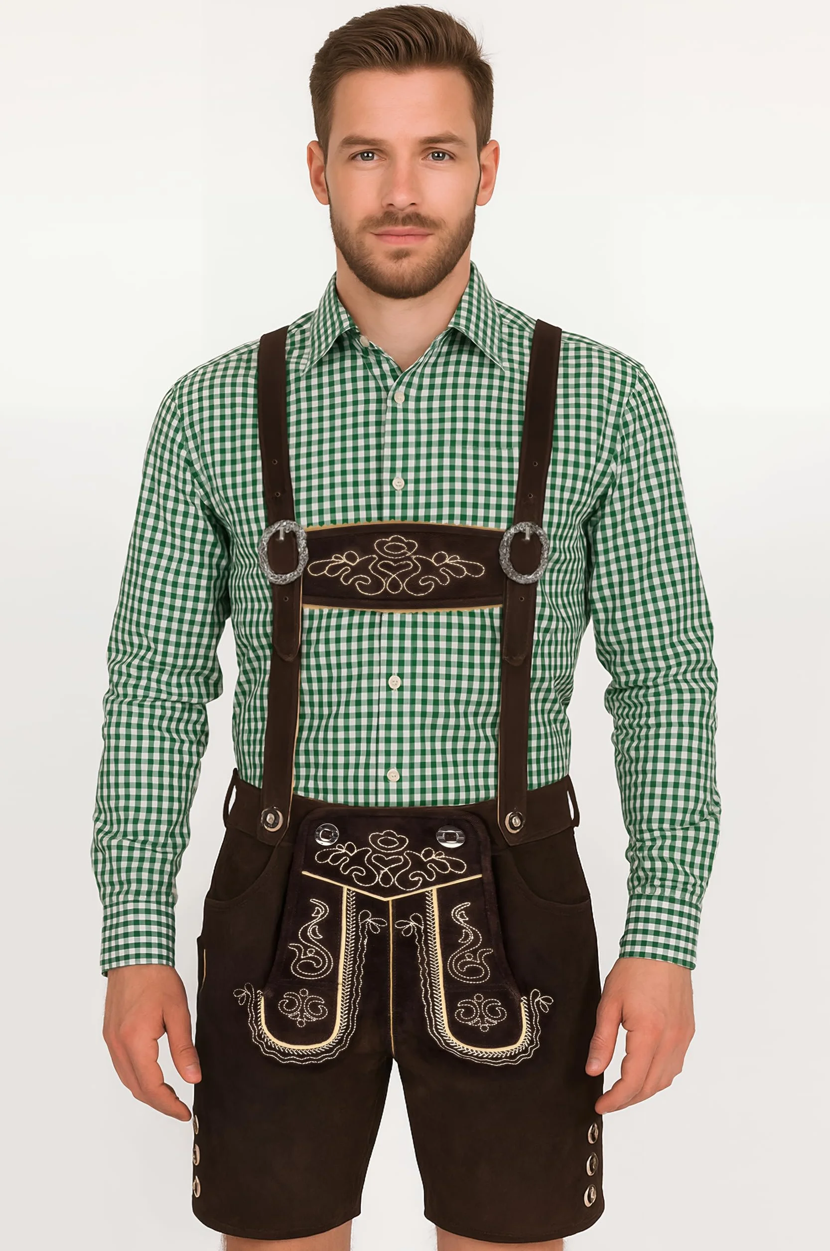 Koszula męska do stroju ludowego na Oktoberfest w kratkę, czerwona koszula do stroju ludowego, koszula rekreacyjna, z długim rękawem, w kratkę, bawełna, S-3XL