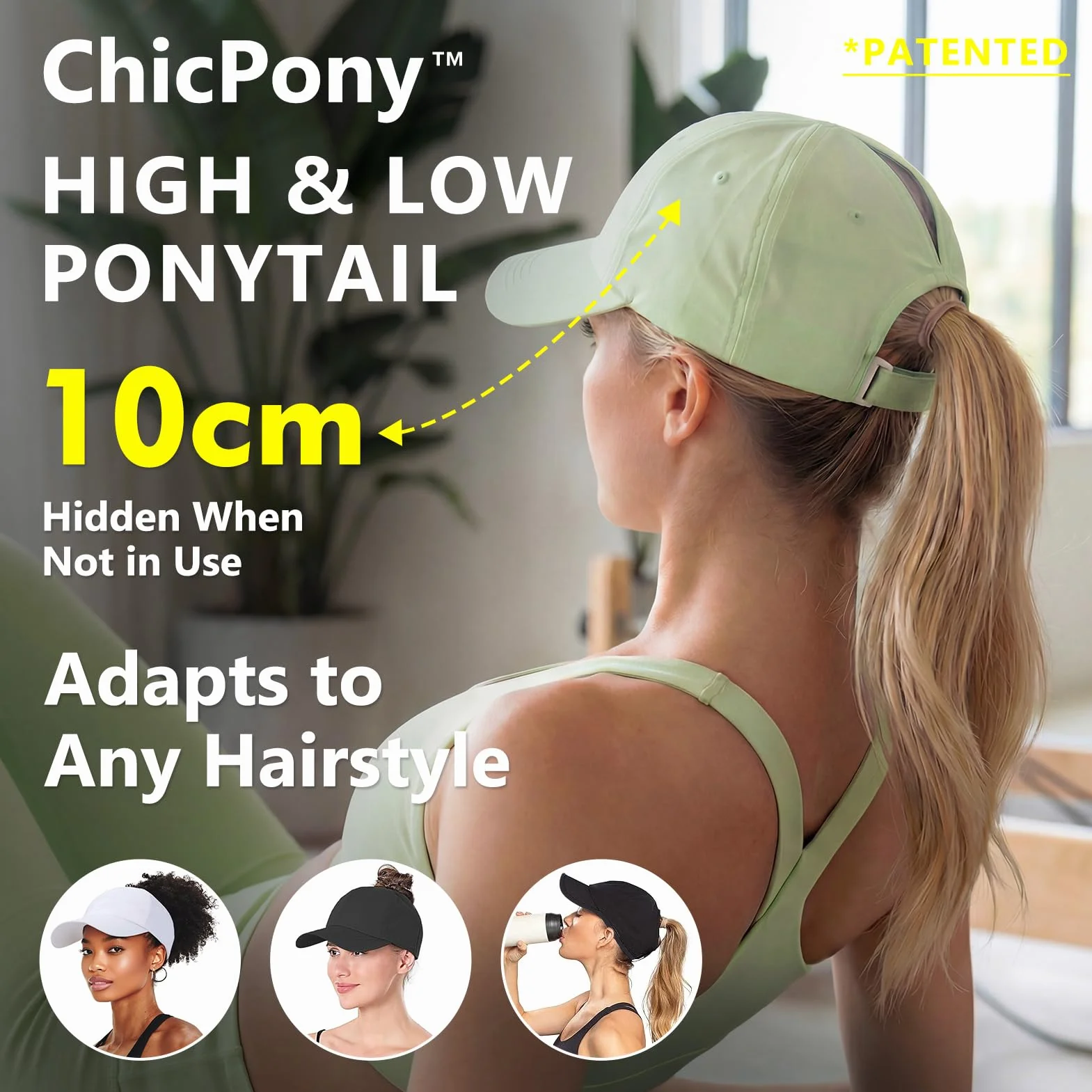 TOP-EX ChicPony™ czapka z daszkiem damska, koński ogon, UVCoolix™ ochrona przed promieniowaniem UV 50 letnia czapka, lekka czapka dla kobiet