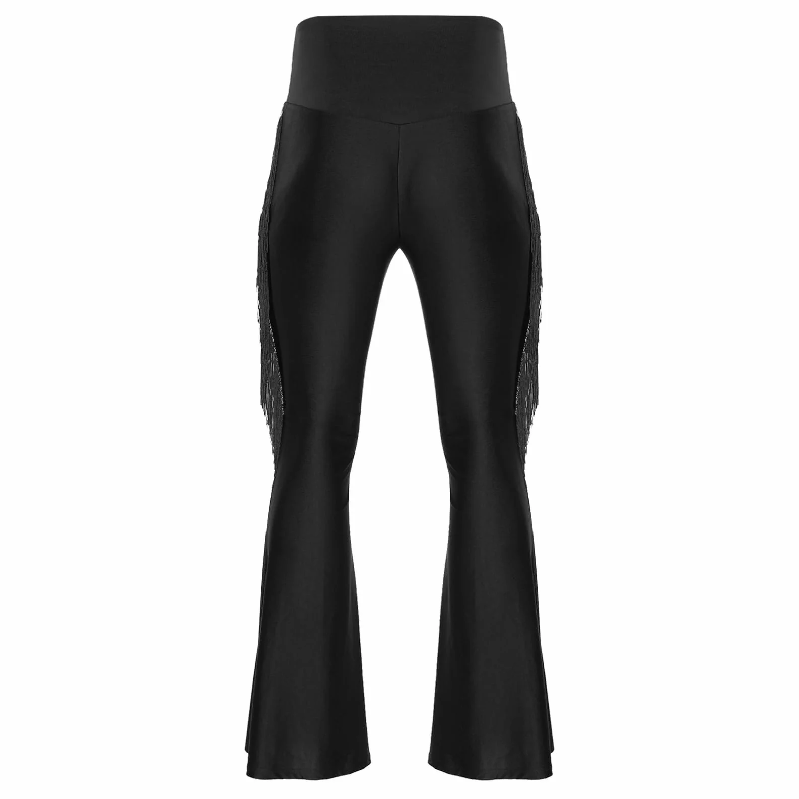 ranrann Męskie spodnie do tańca latynoskiego w kratę Rozkloszowane spodnie z wysokim stanem Disco Tango Tango Dancewear