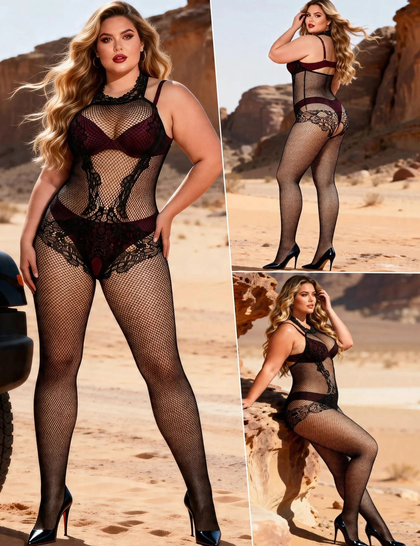 comeondear Siateczkowa bielizna plus size bielizna damska uwodzicielska przezroczysta otwarta halter elastyczna bielizna seksowna damska gorąca bielizna