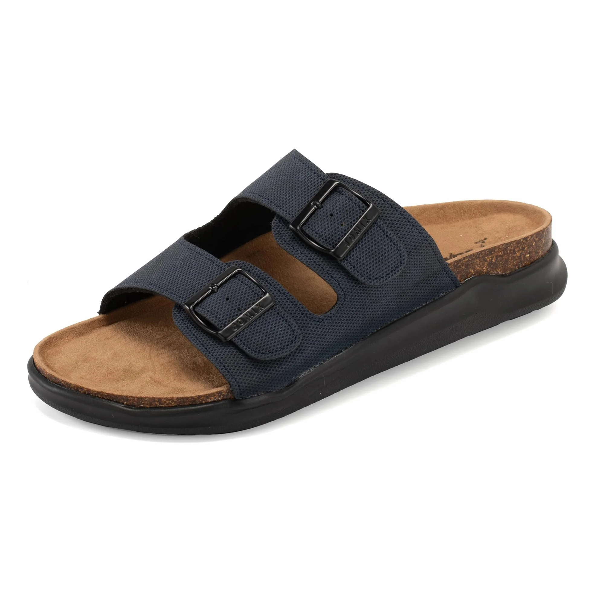 JOMIX Klapki męskie na lato, skórzane, miękkie kapcie z klamrą, buty letnie, wygodne kapcie na plażę