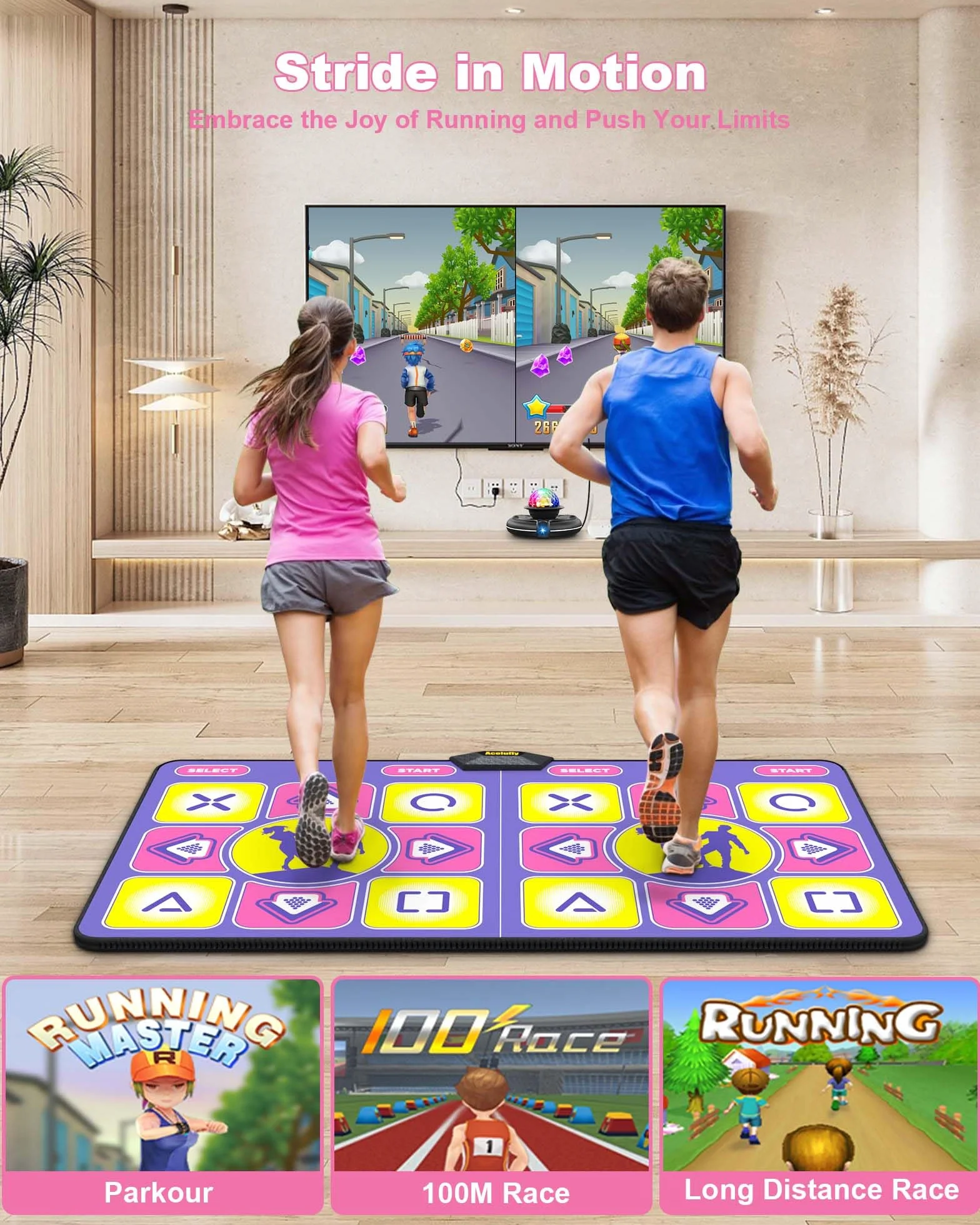 Elektroniczne maty taneczne do telewizora z bezprzewodowym kontrolerem, antypoślizgowa mata do ćwiczeń fitness dla dzieci i dorosłych, prezent dla dziewczynek i chłopców(Fioletowy)