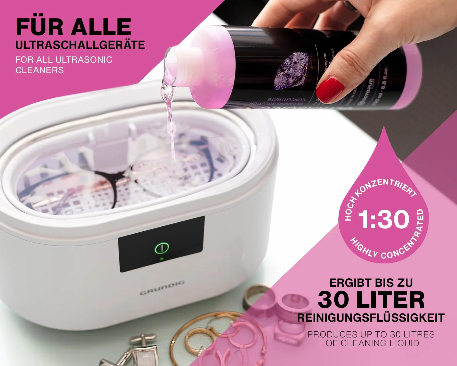1000 ml ultradźwiękowy specjalny koncentrat czyszczący "Ametyst" różowy