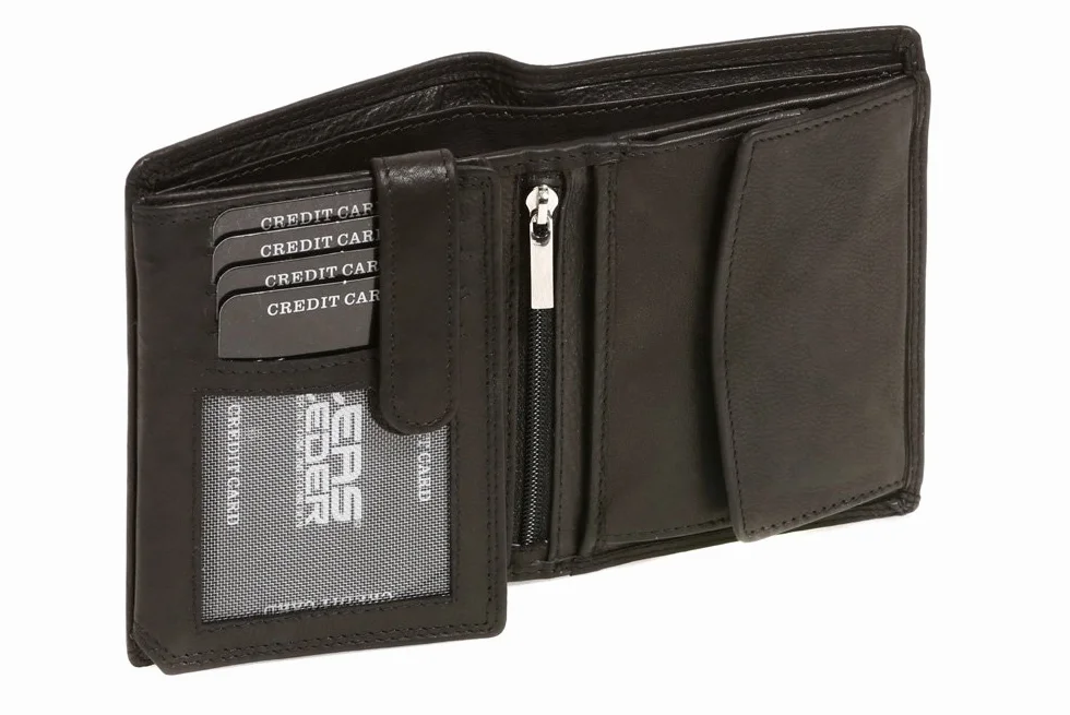 LEAS Wiedeński portfel kombi ochrona RFID z tajną kieszenią z prawdziwej skóry, czarny Special Edition, czarny, 12,5x9,5cm, wiedeński portfel kombi