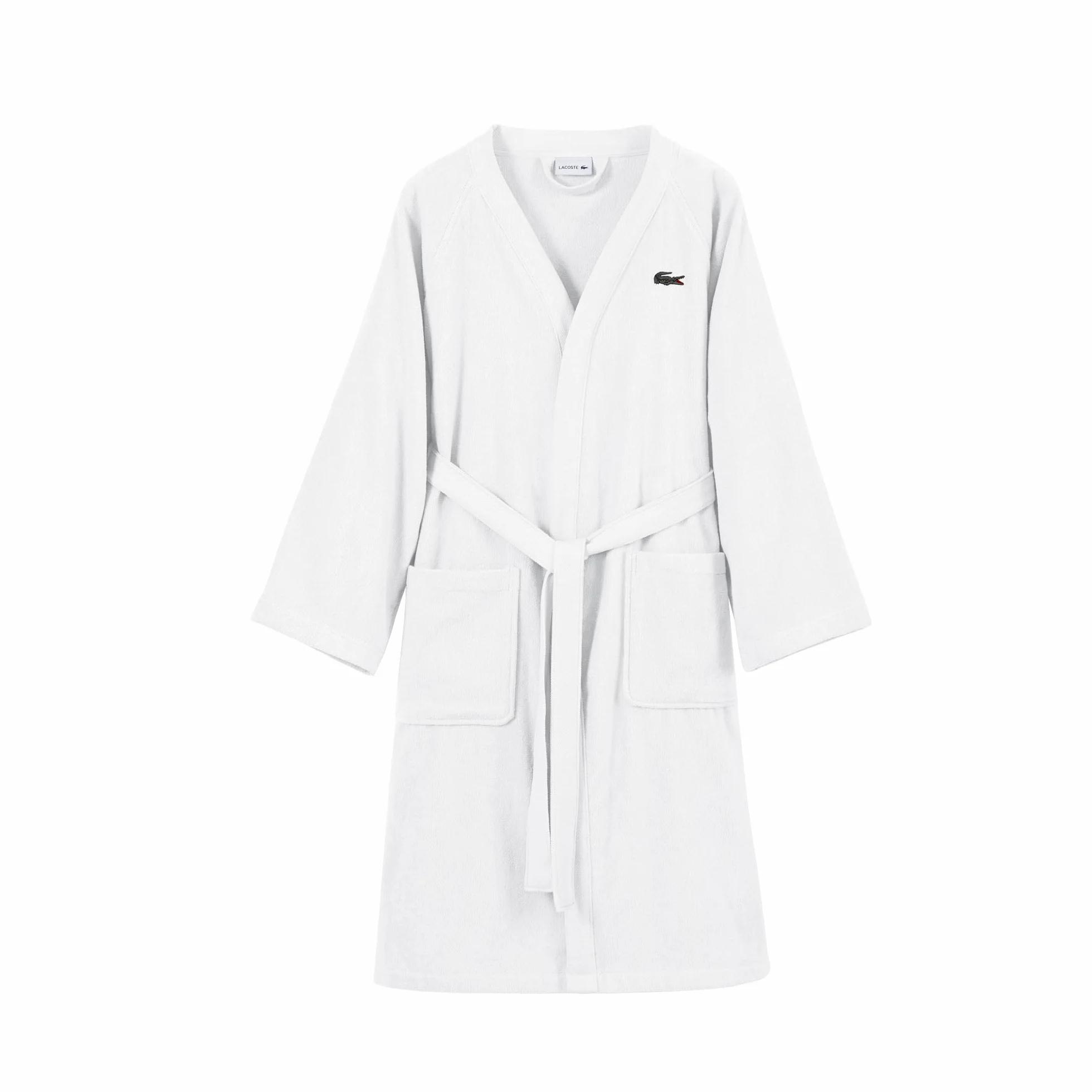 Lacoste Klasyczny szlafrok kąpielowy w100% z bawełny, dla mężczyzn i kobiet, jeden rozmiar pasuje do większości, biały