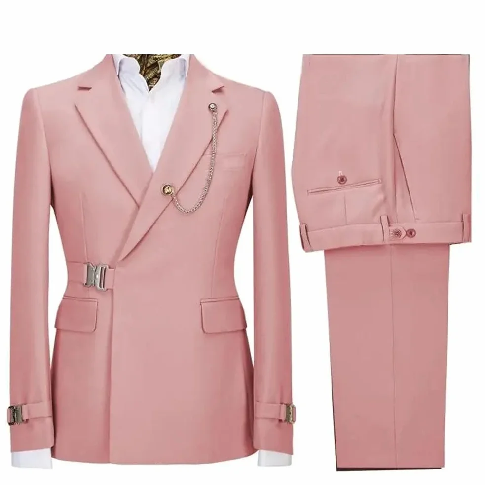 Męskie 2-częściowe garnitury marynarka spodnie impreza ślub slim fit kostium