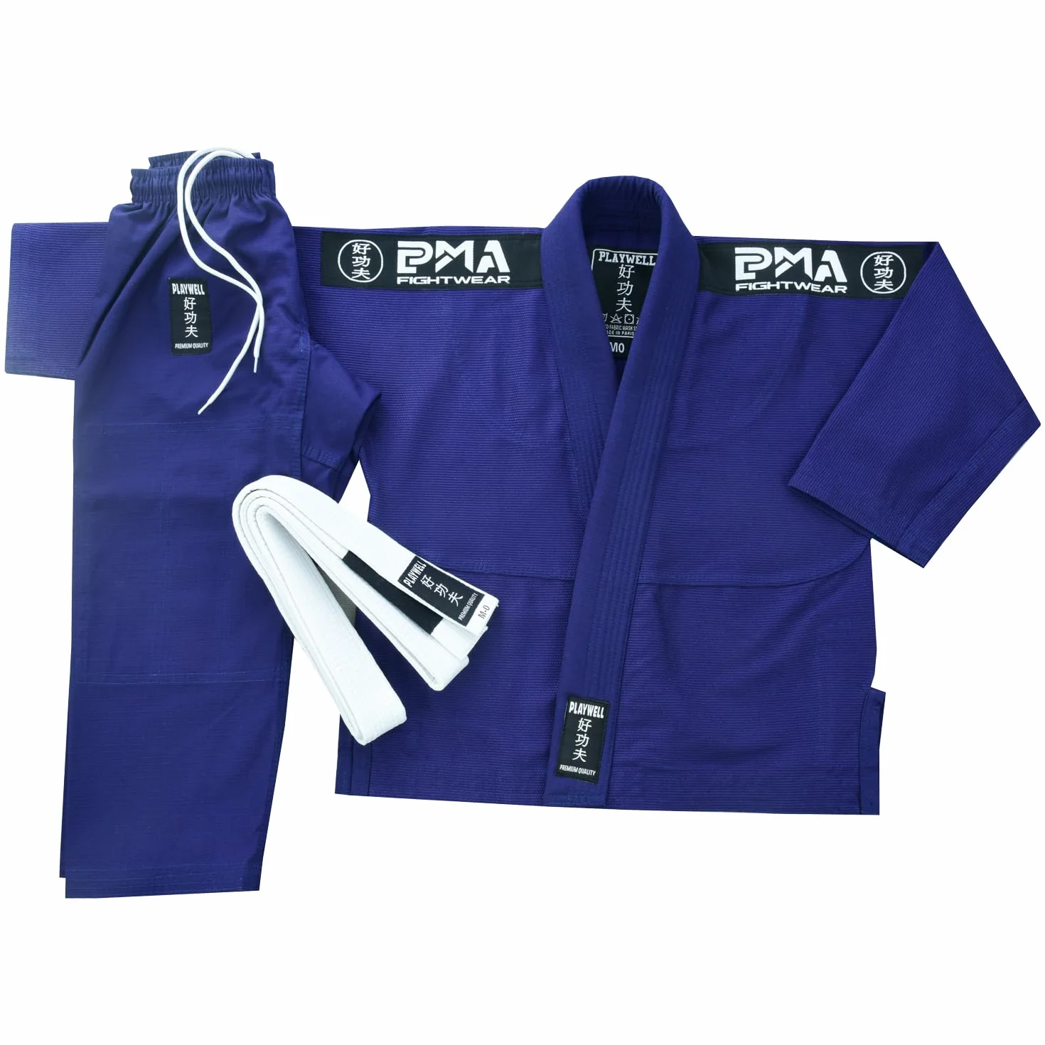 Playwell Dziecięcy granatowy strój Pro Elite BJJ GI, (w zestawie bezpłatny biały pasek)