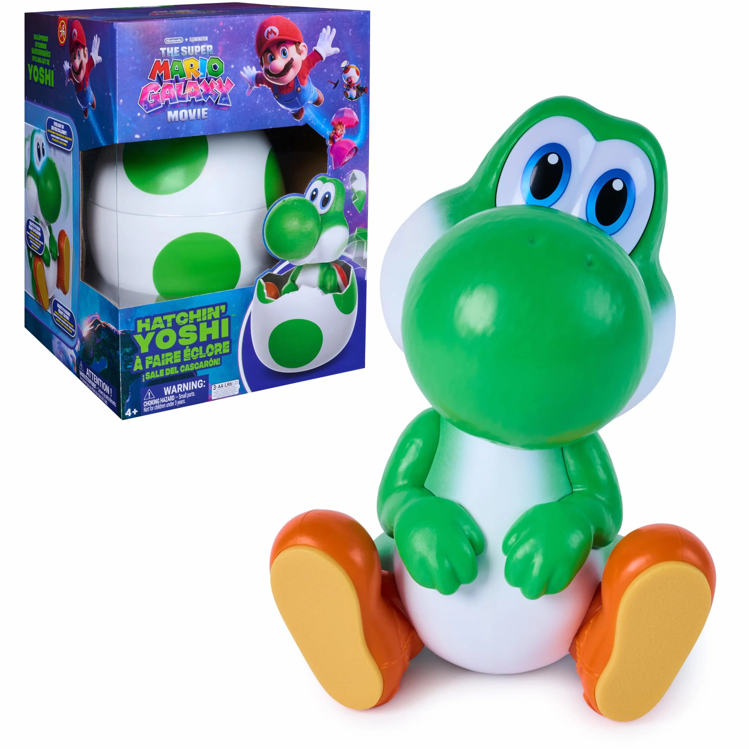 Hatchin' Yoshi from The Super Mario Galaxy Movie, interactive Yoshi Egg Action Figure with Sounds, Ages 4 & Up, Batteries included