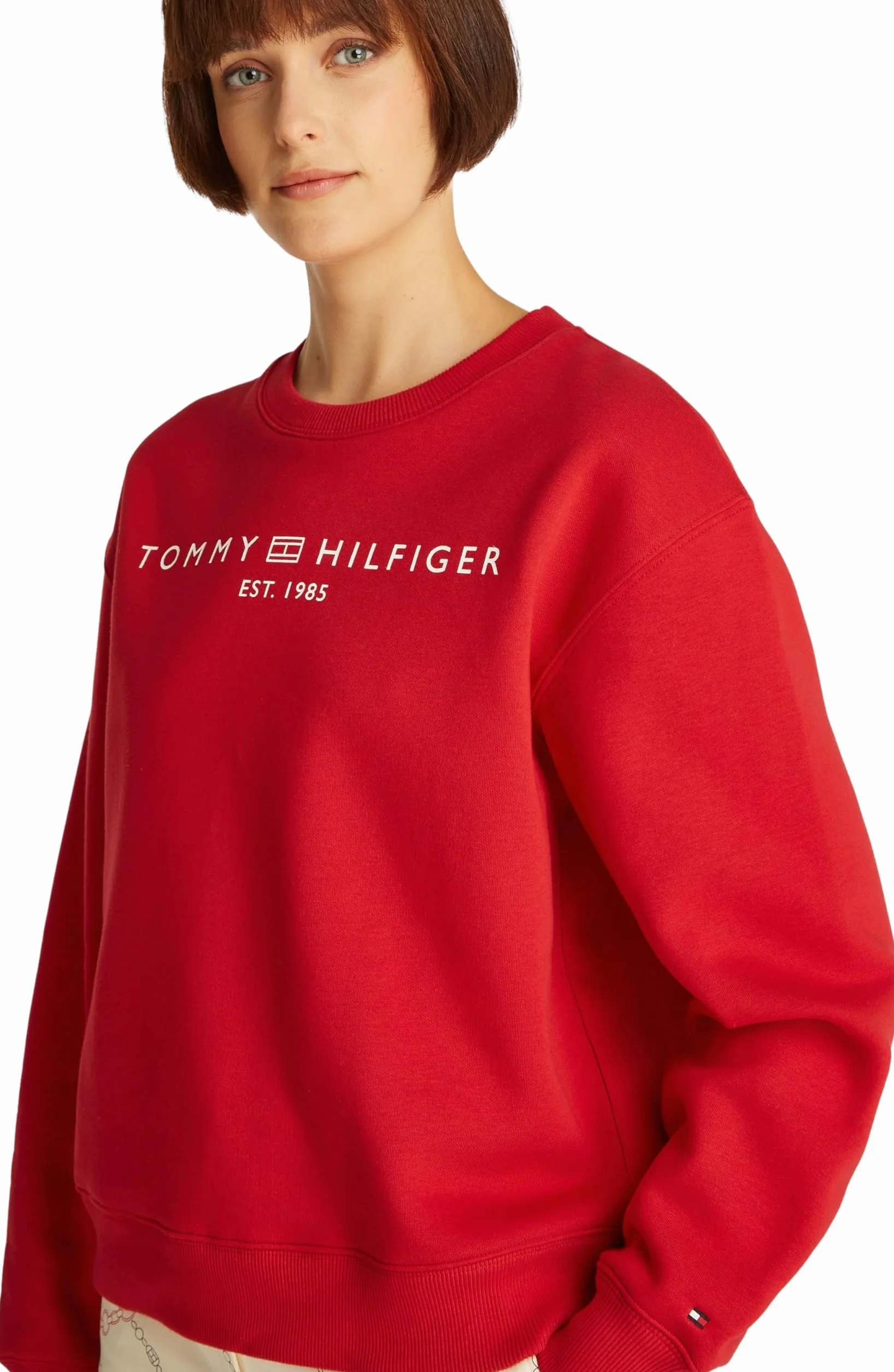 Tommy Hilfiger Damska bluza bez kaptura, Czerwony (Primary Red), L