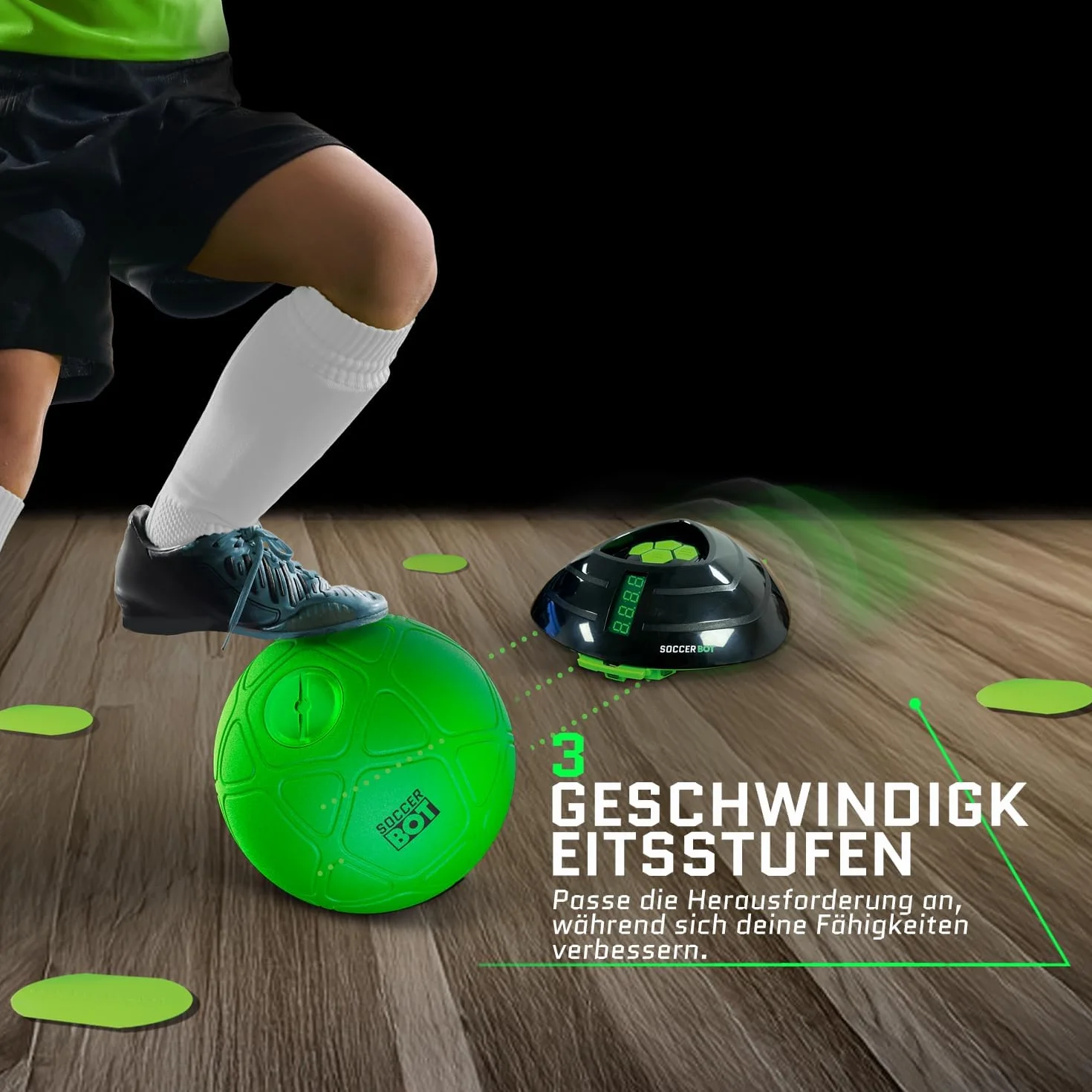 Smart Ball 1001CB Soccer Bot Indoor Football Trainer, czarny, jeden rozmiar