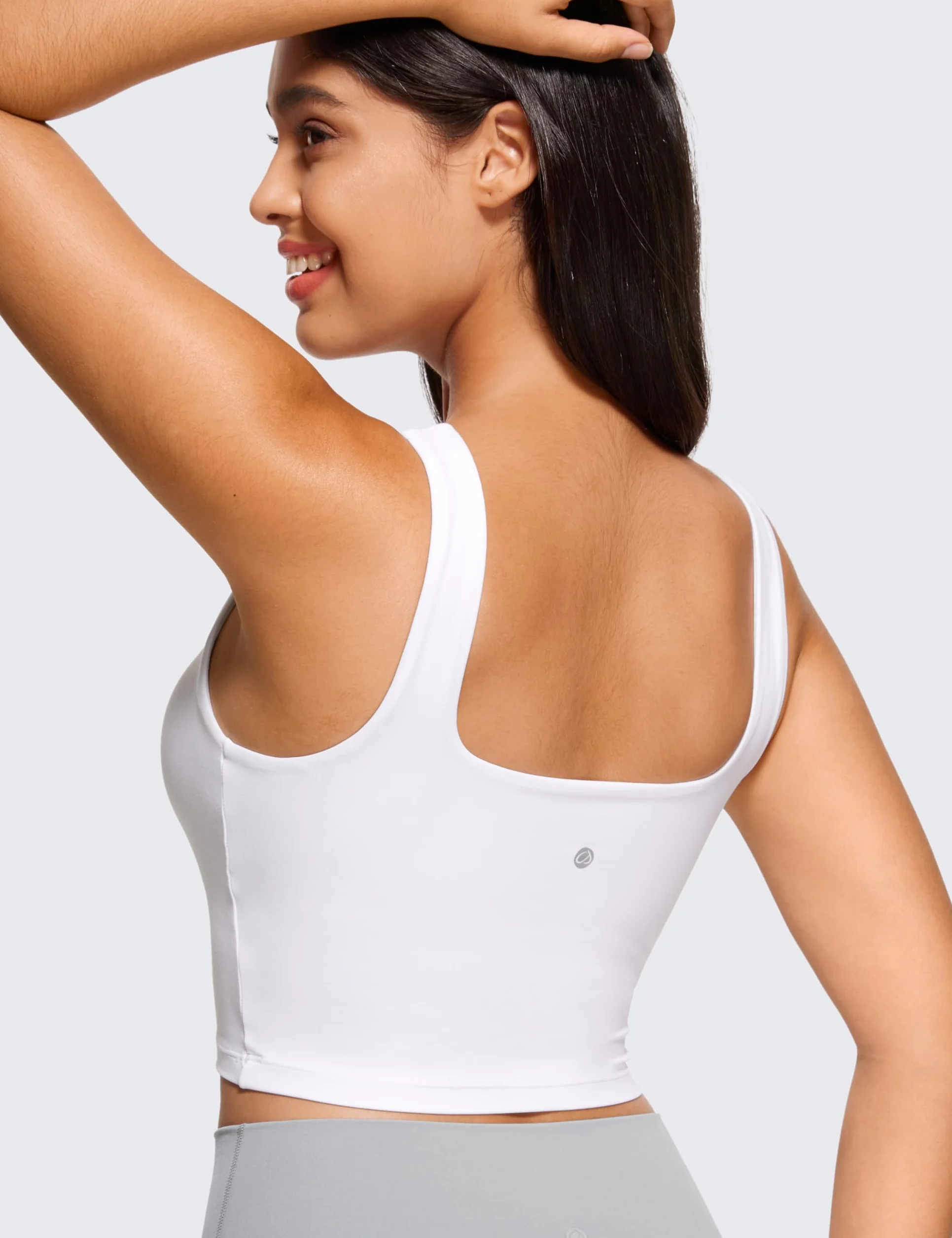 CRZ YOGA Damski biustonosz sportowy Butterluxe Square Neck Wyściełany bezprzewodowy top na siłownię Koszulki treningowe Camisole z wbudowanym biustonoszem