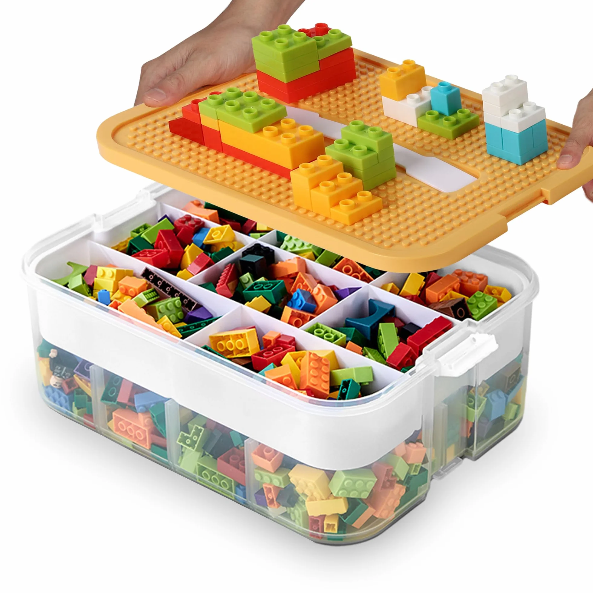 WillingHeart Pudełka do przechowywania Lego z pokrywką, możliwość układania w stos, pudełka do sortowania zabawek, małych części, pojemnik, przezroczysty organizer, skrzynka na zabawki dla dzieci