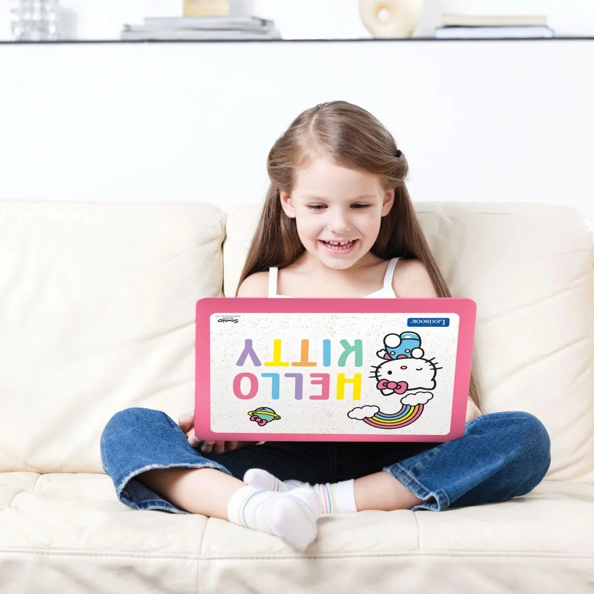 LEXIBOOK, Hello Kitty, dwujęzyczne przenośne urządzenie edukacyjne, angielski/hiszpański, 164 zajęcia językowe, pisanie, matematyka, logika, muzyka i gry, dla chłopców i dziewcząt, JC598HKi2