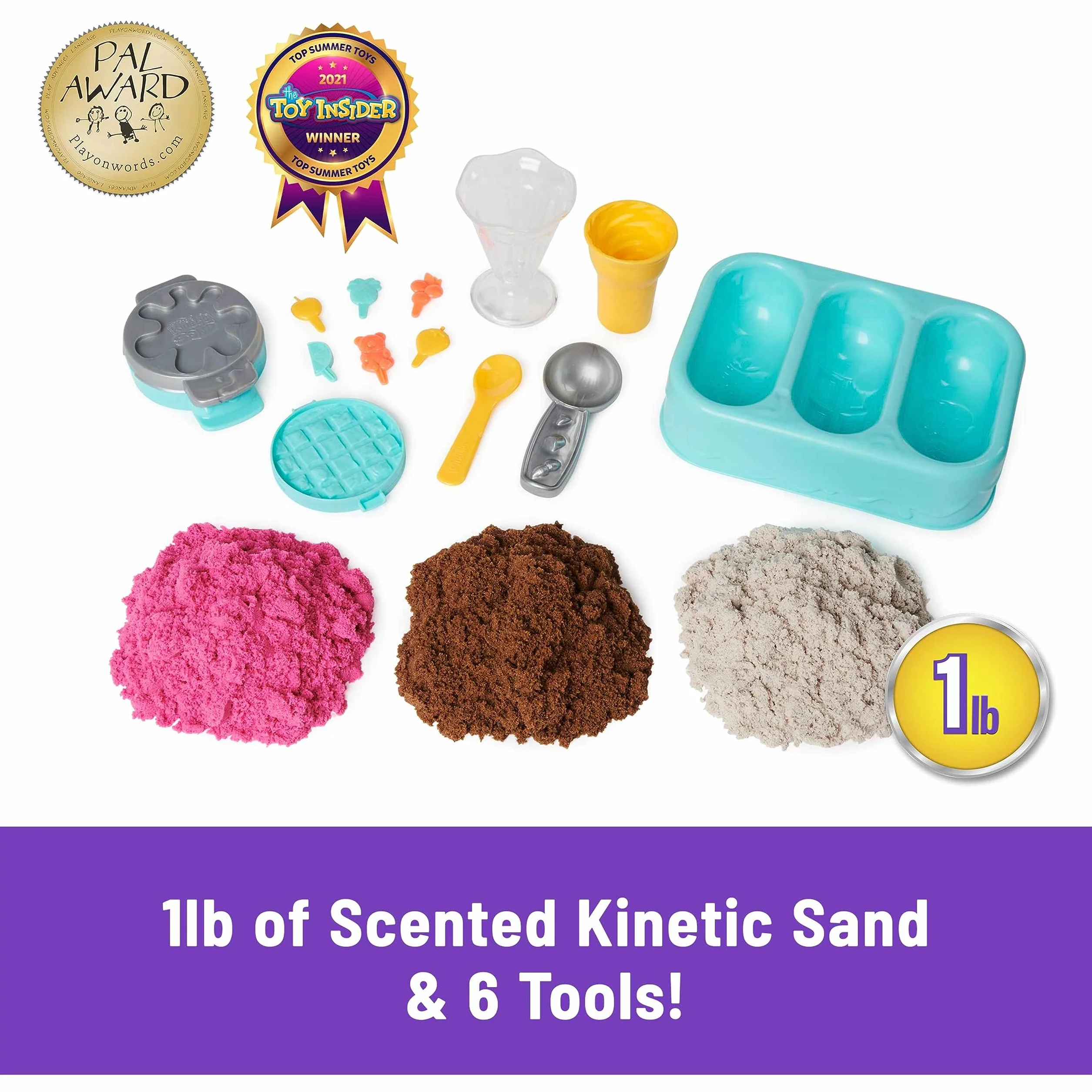 Kinetic Sand - Lodowe specjały, zestaw 3 kolorów pachnącego piasku kinetycznego z akcesoriami