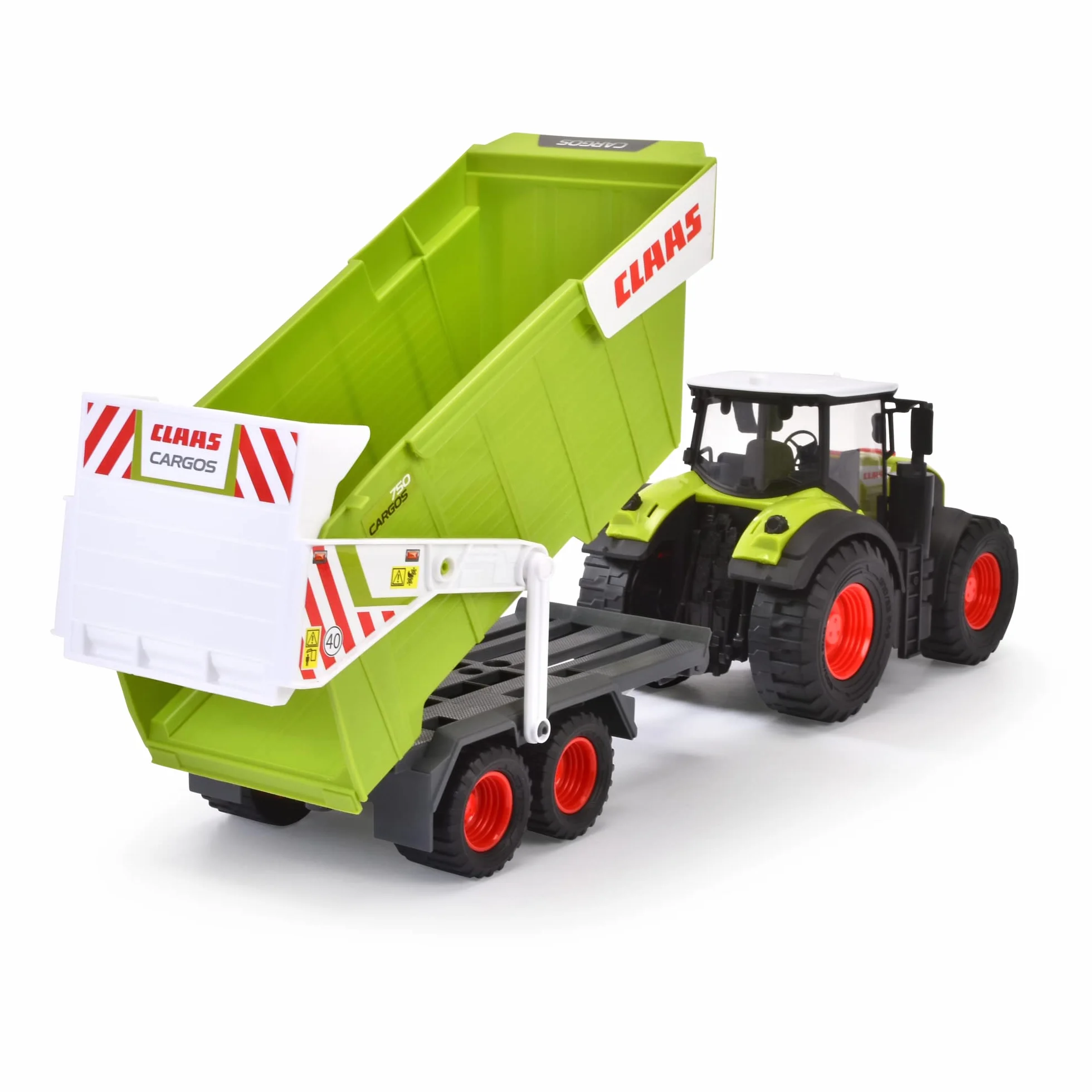 Dickie Toys 203739004ONL CLAAS Licencjonowany Traktor z przyczepą 64 cm, duży pojazd rolniczy, światło i dźwięk, ciągnik z ruchomymi elementami, zabawa w rolnika, prezent dla dzieci od 3 lat