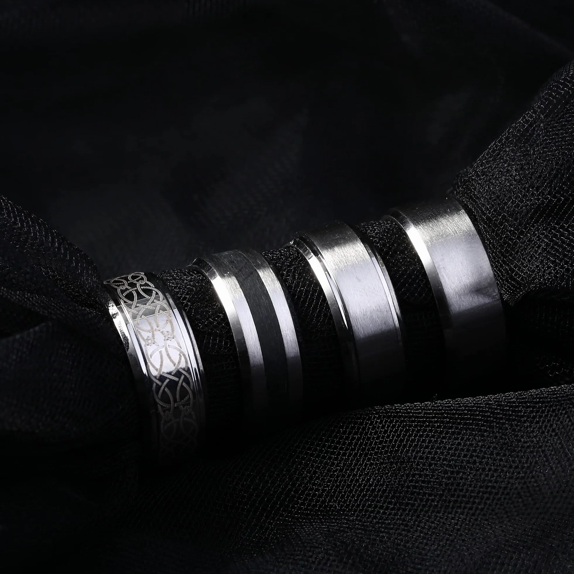 LOLIAS 4 pierścionki męskie ze stali nierdzewnej, srebrne matowe wykończenie, polerowane, otwieracze do butelek, pierścionki zaręczynowe, obietnica, vintage, dla mężczyzn i kobiet, rozmiar 54-70