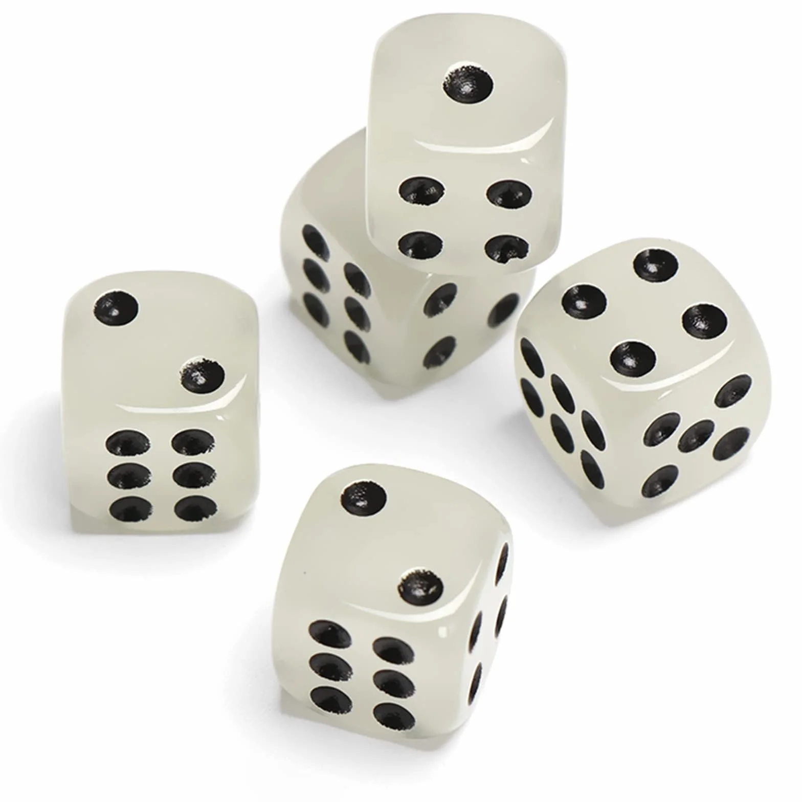 Kości D6 - Zestaw 30 Szt. 6-Stronnych Kości, 16 mm, Standardowe Do Gry, Okrągłe, Świecące W Ciemności - Do Nauczania Matematyki, Spotkań Rodzinnych, Na Wakacje