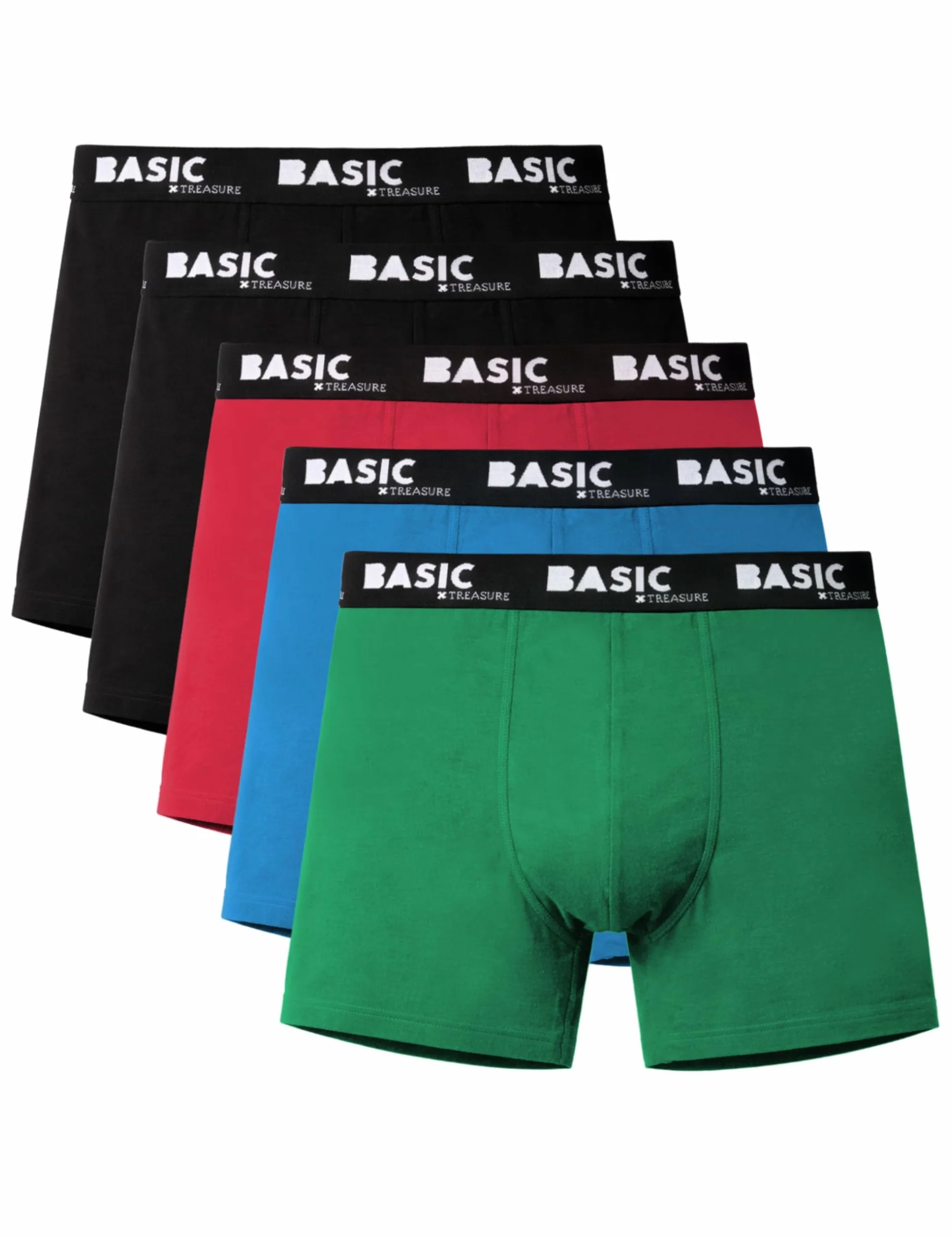 Basic Treasure Podstawowy zestaw bielizny męskiej, 5 par, wysokiej jakości bawełniane bokserki, spodenki retro, bez drapiącej metki