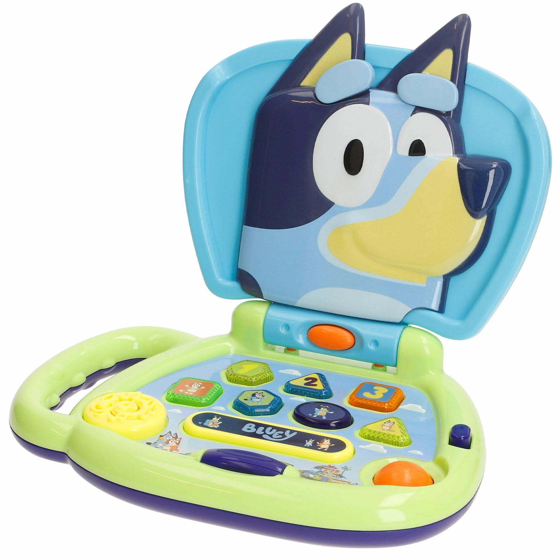 ColorBaby Bluey My First Computer z dynamicznymi przyciskami, oficjalna licencja, komputer interaktywny, zintegrowany uchwyt do przenoszenia, interaktywne zabawki angielskie, gry dla dzieci + 6