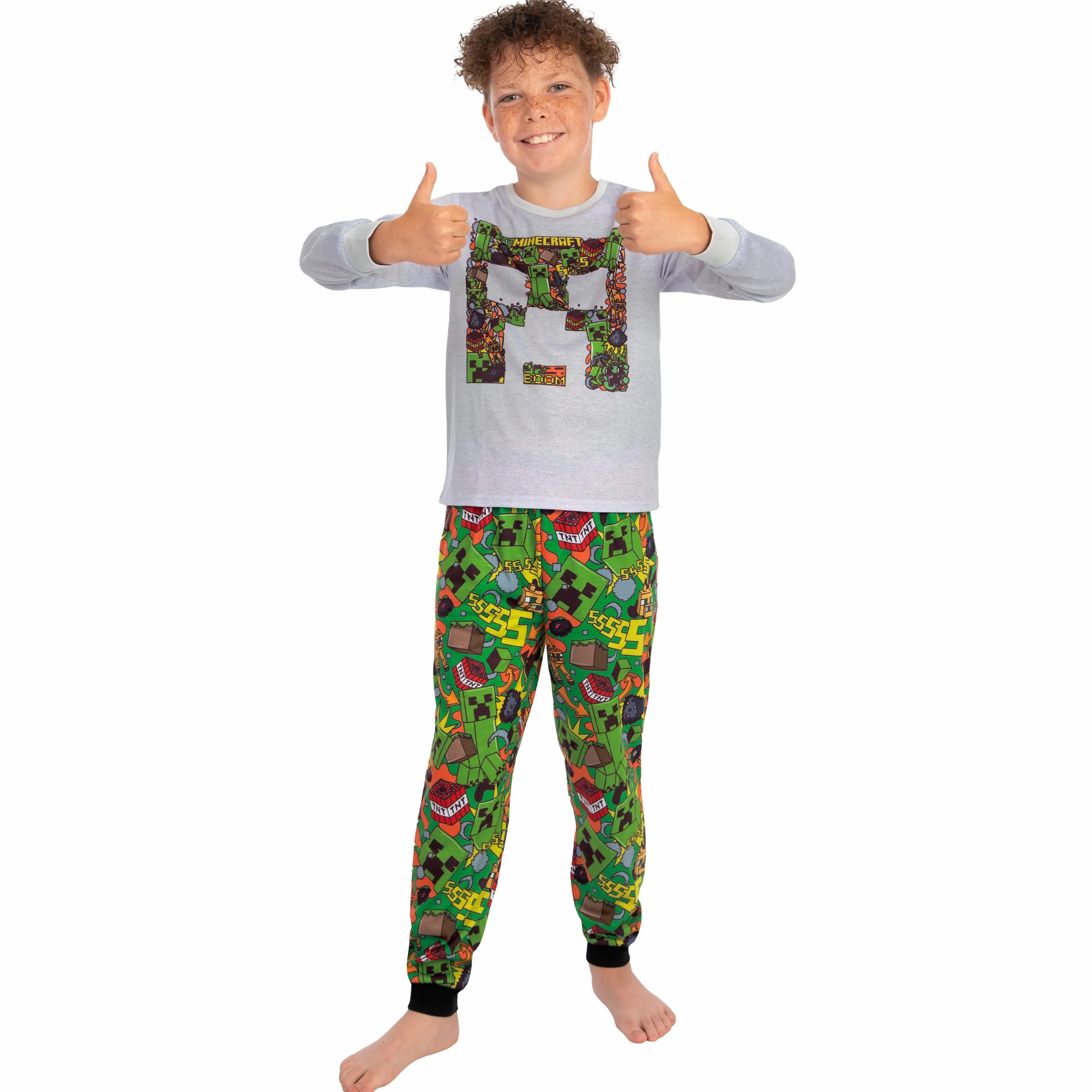 Minecraft Piżama Chłopców, Piżama Chłopięca Creeper, Zestaw Piżamy Dziecięca Z Długim Rękawem