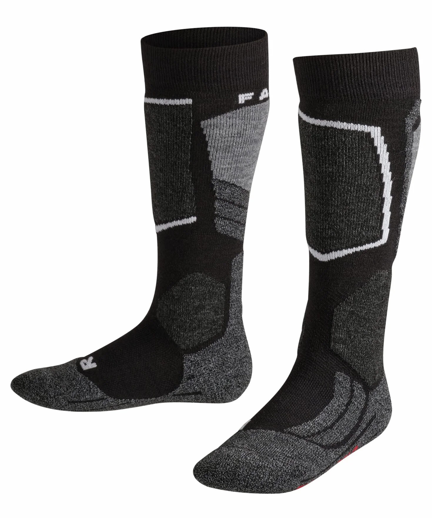 FALKE Uniseks - dzieci Skarpety narciarskie SK2 Intermediate K Kh Wełna ciepłe grube 1 Para, Czarny Black-Mix 3010, 31-34