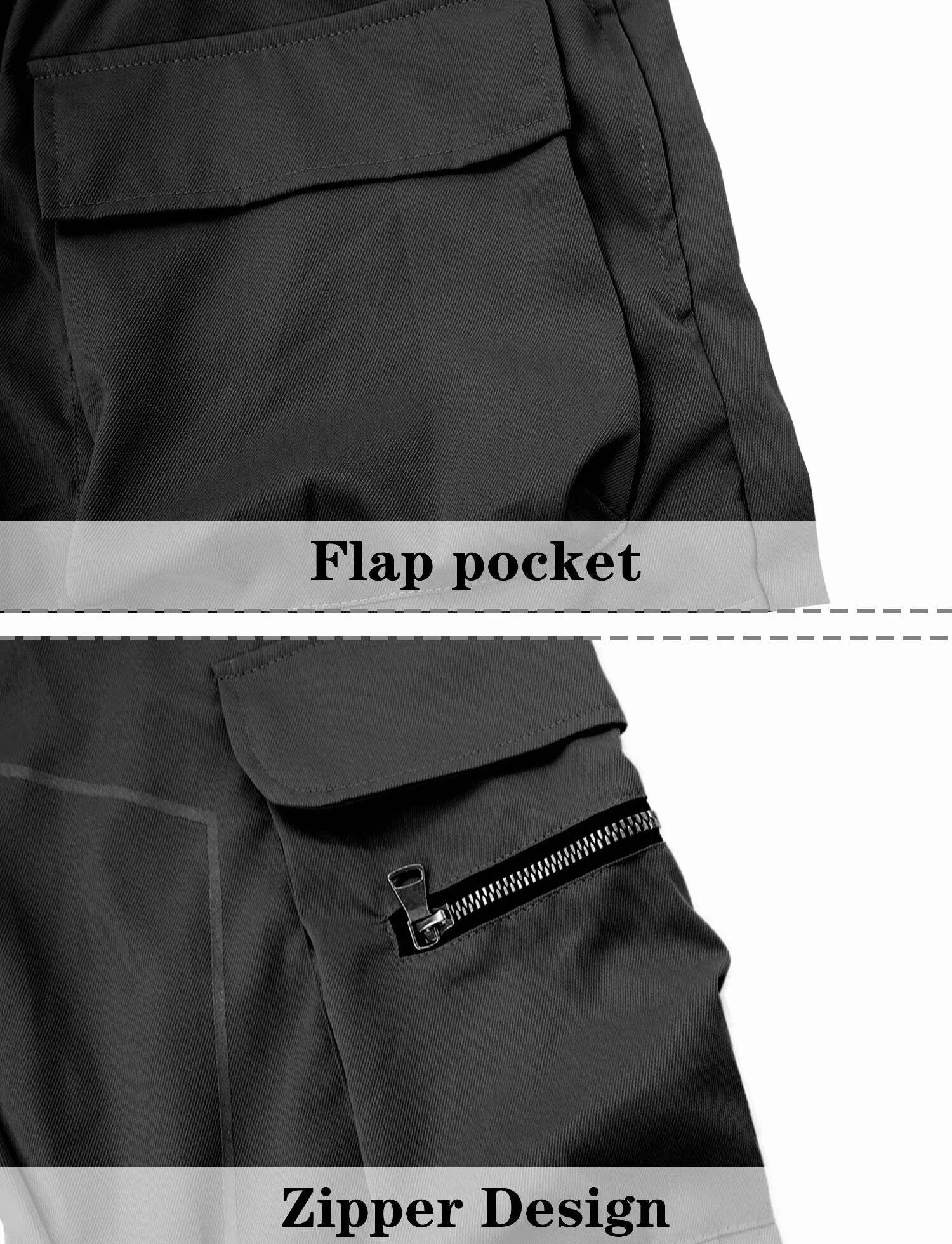 AIEOE Męskie spodnie cargo Hip Hop Techwear Cargo spodnie z odblaskowymi paskami, Streetwear Punk Pants Joggger spodnie do biegania z kieszeniami, gumowy ściągacz